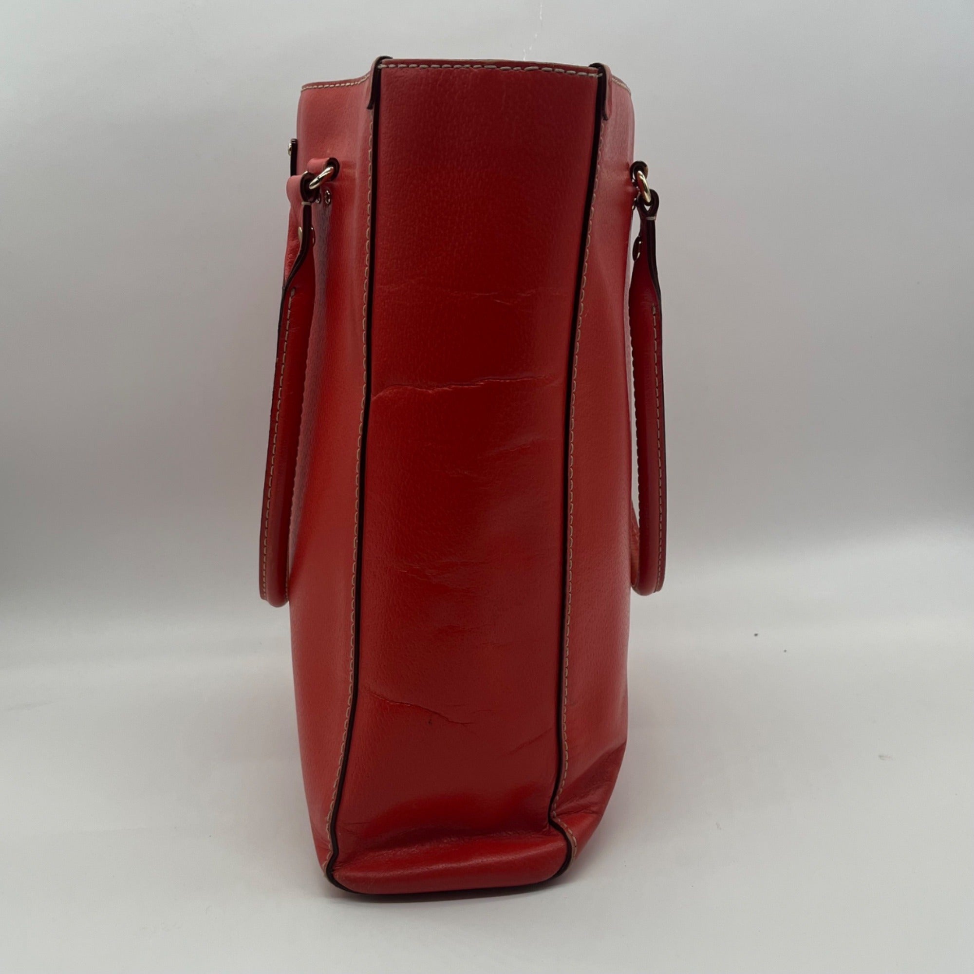 Kate Spade Red Pebbled Grain Leather Tote Bag