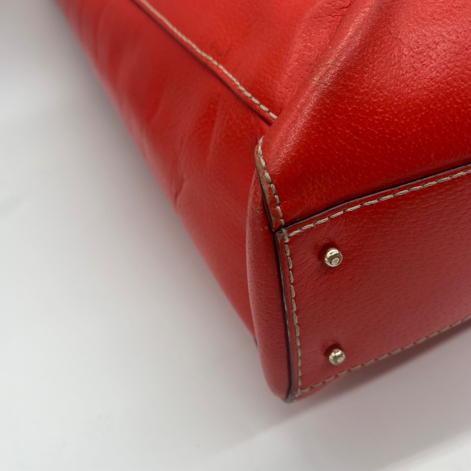 Kate Spade Red Pebbled Grain Leather Tote Bag