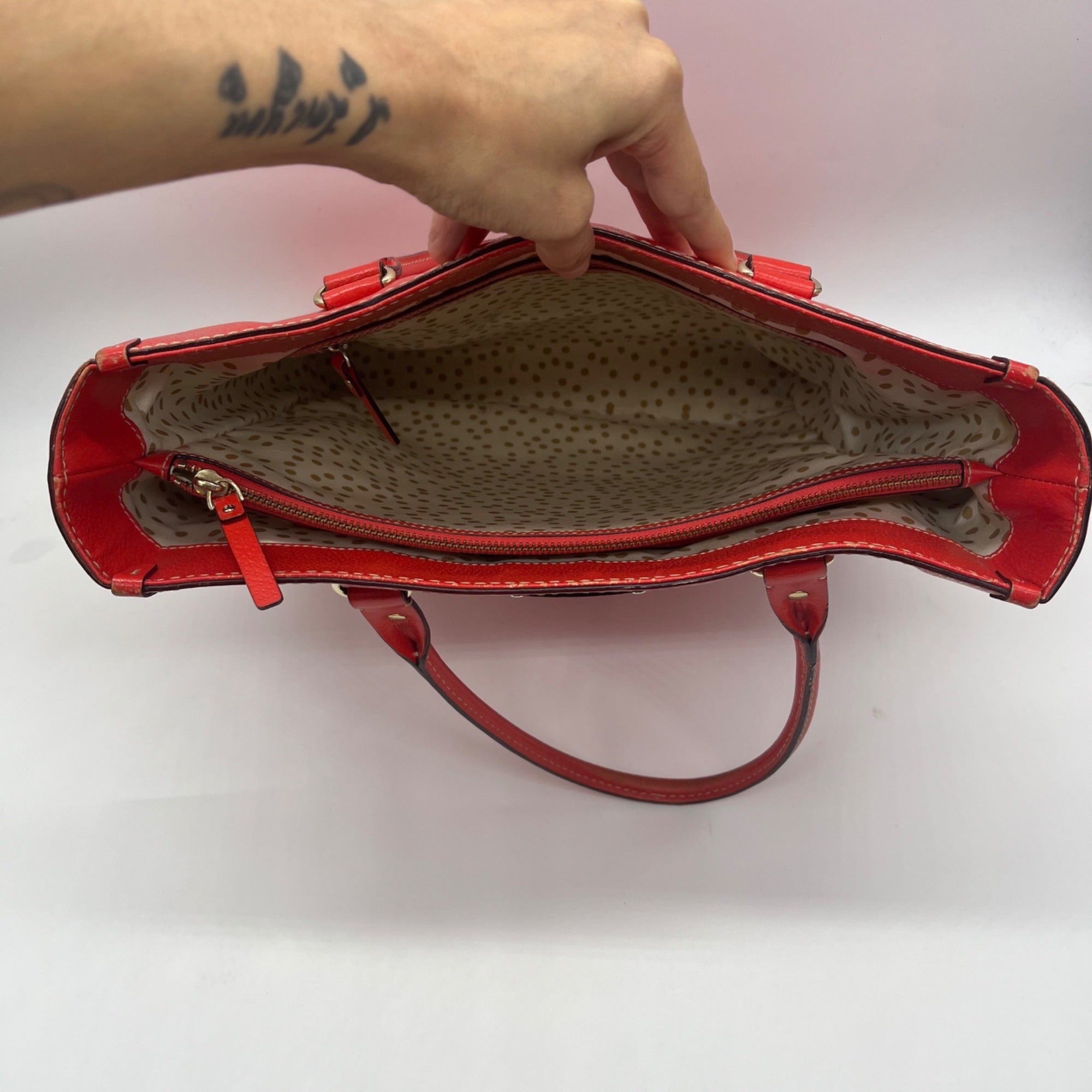 Kate Spade Red Pebbled Grain Leather Tote Bag