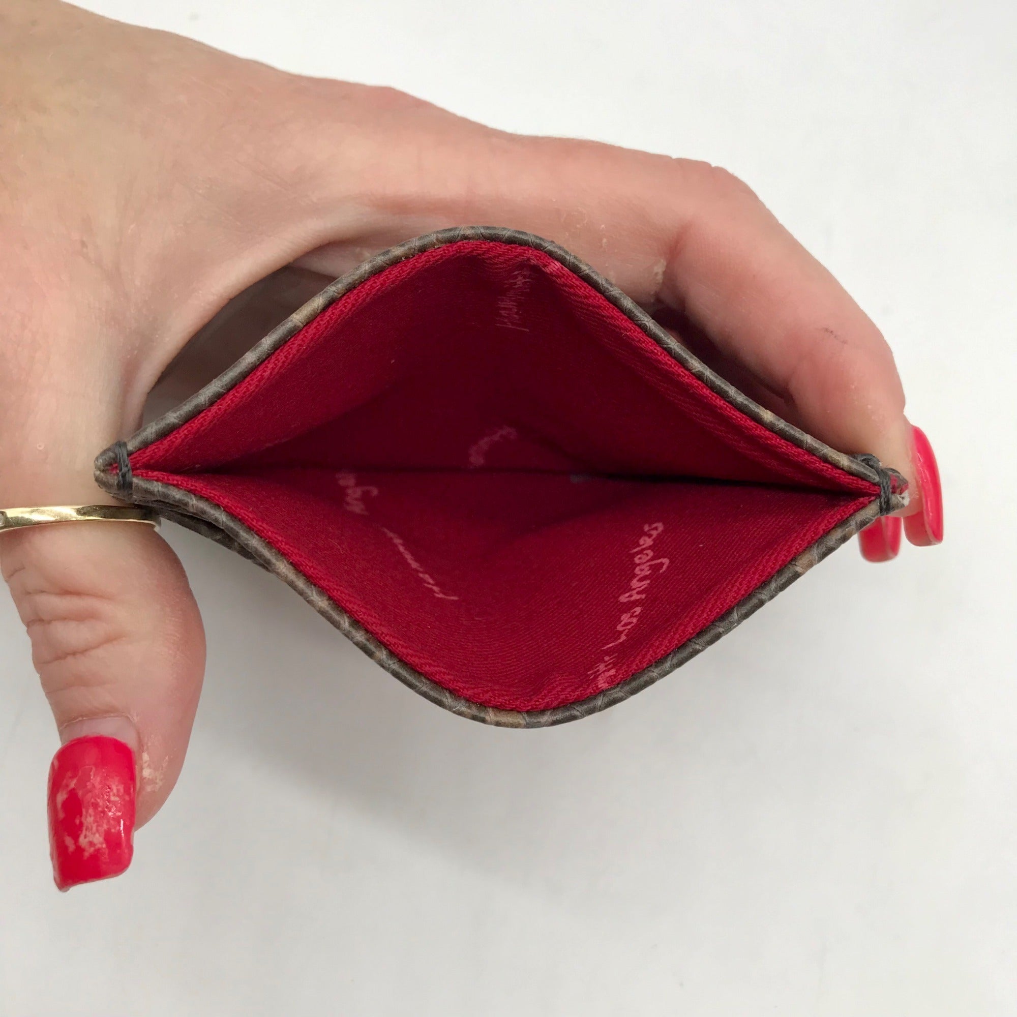 Hammit Brown Snakeskin Embossed Leather Card Holder