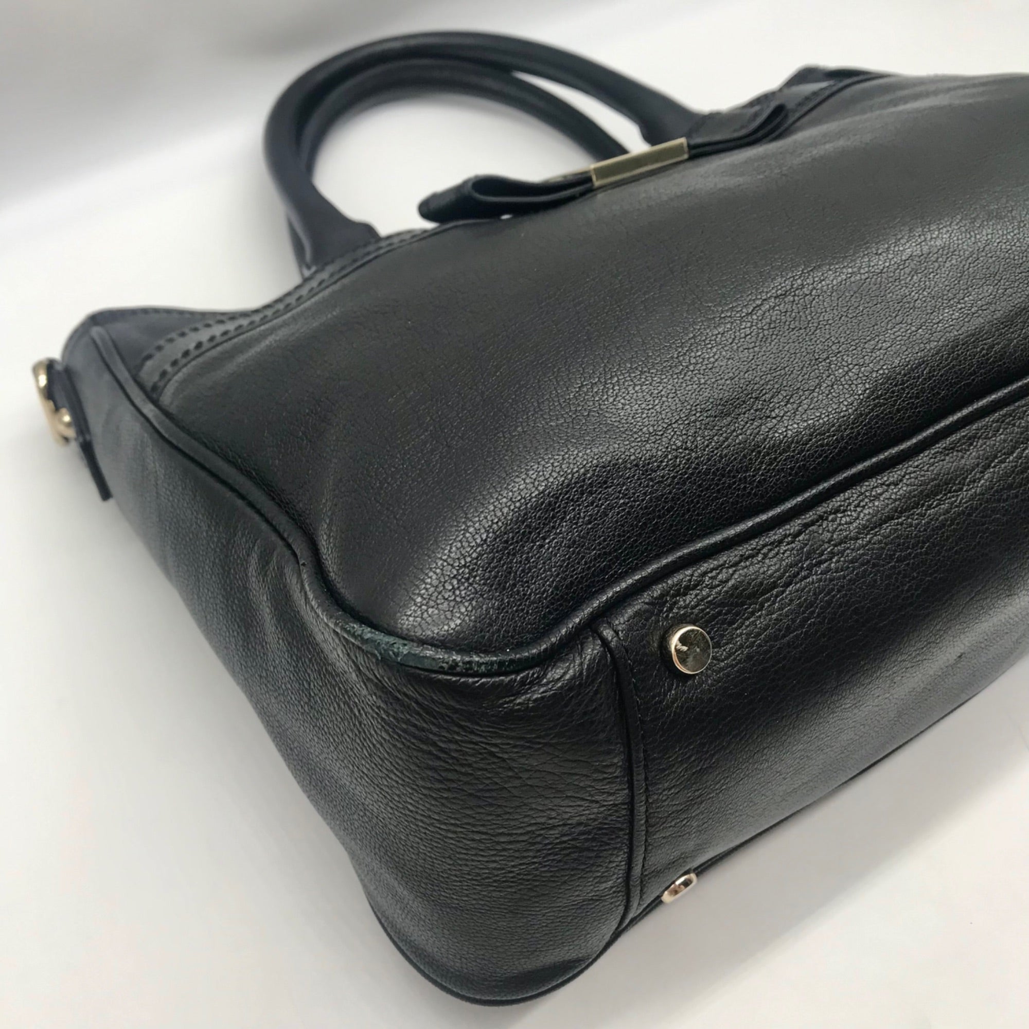 Kate Spade Black Pebbled Leather Primrose Hill Goldie Satchel Bag