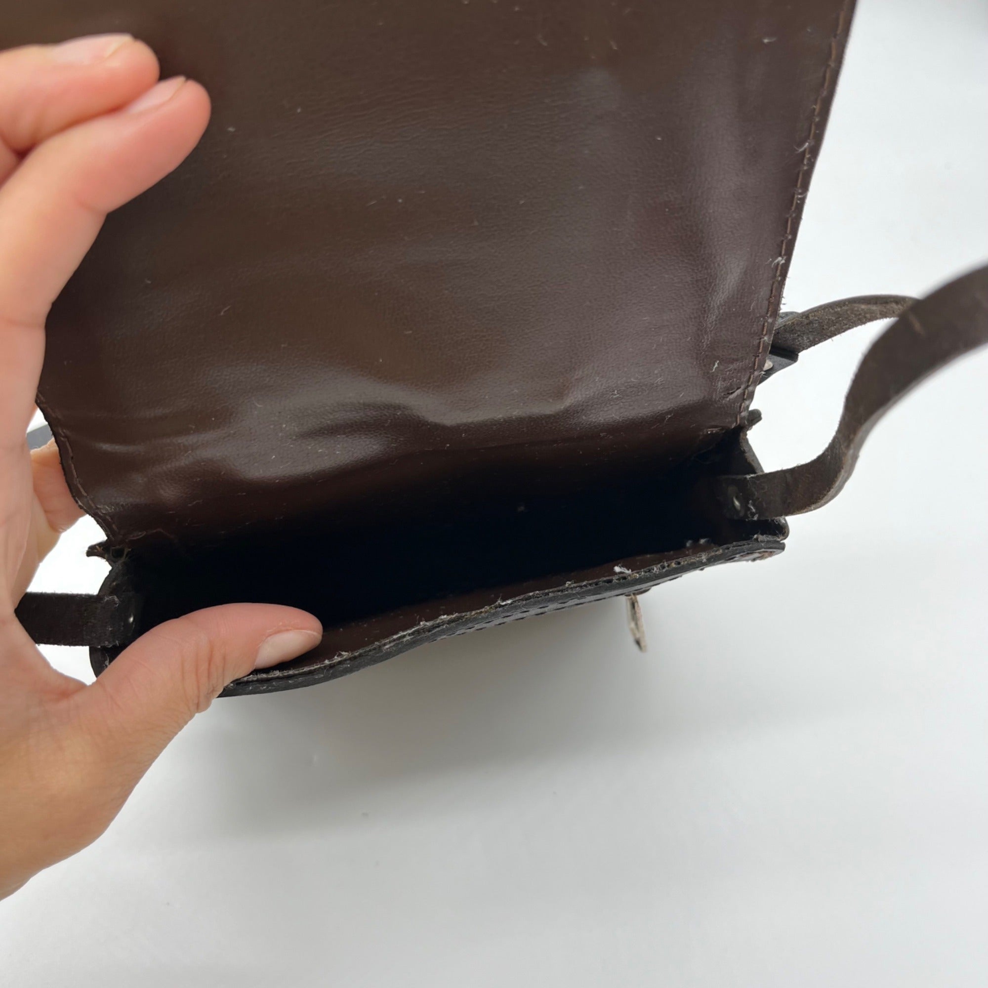 Artisan Black Leather Crossbody Bag