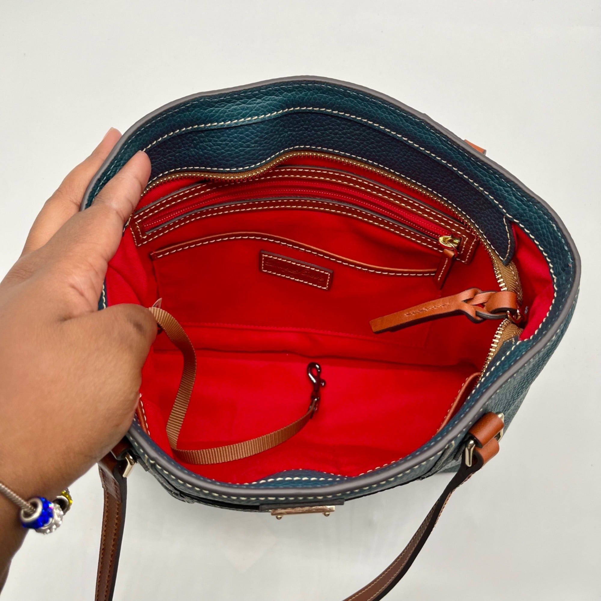 Dooney &amp; Bourke Teal Pebble Grain Lexington Small Tote Bag