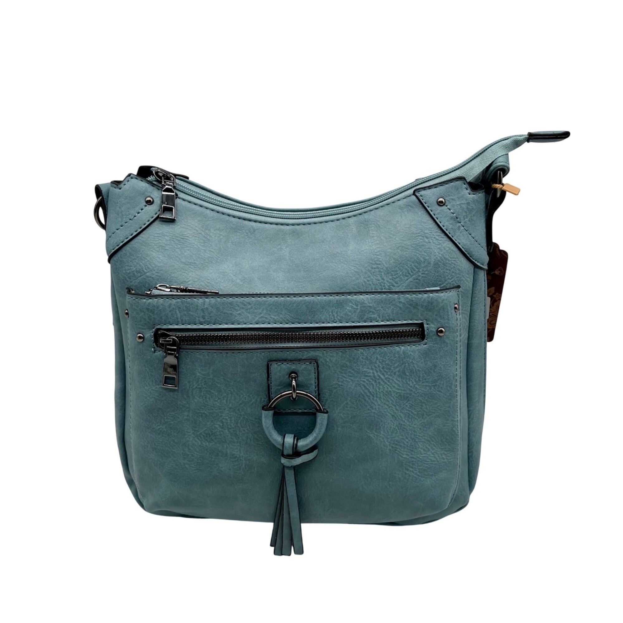 Sam Hadley Blue Denim Colored FauxLeather Crossbody Bag