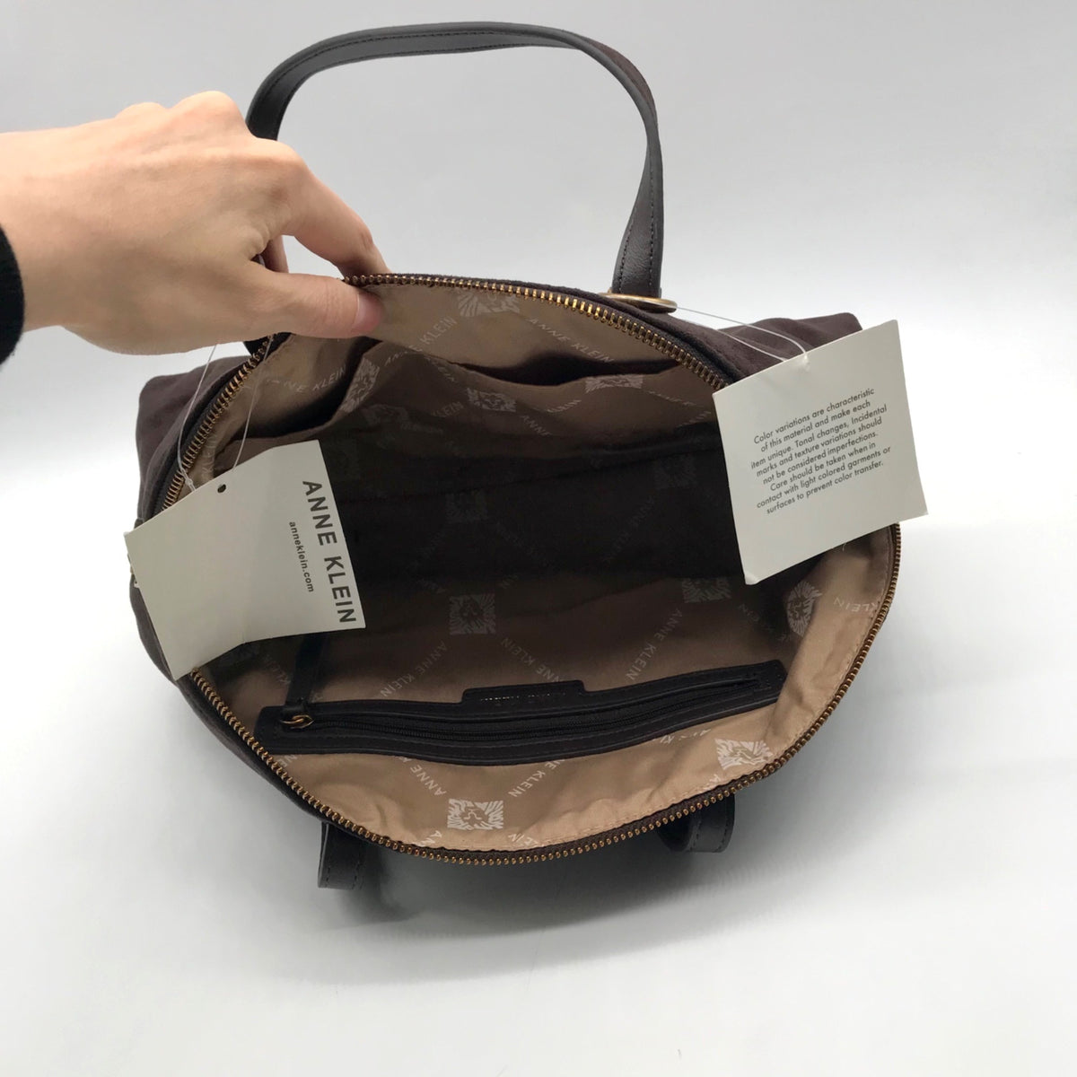 Anne Klein Brown Suede Shoulder Bag
