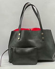 Adrienne Vittadini Black Faux Leather Tote Bag