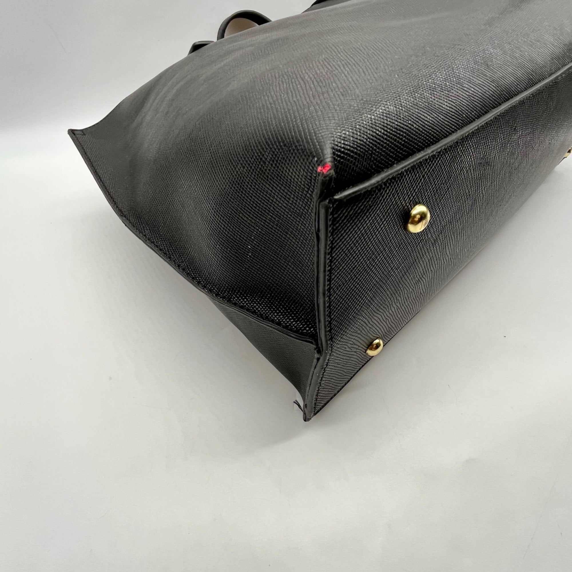 Adrienne Vittadini Black Faux Leather Tote Bag