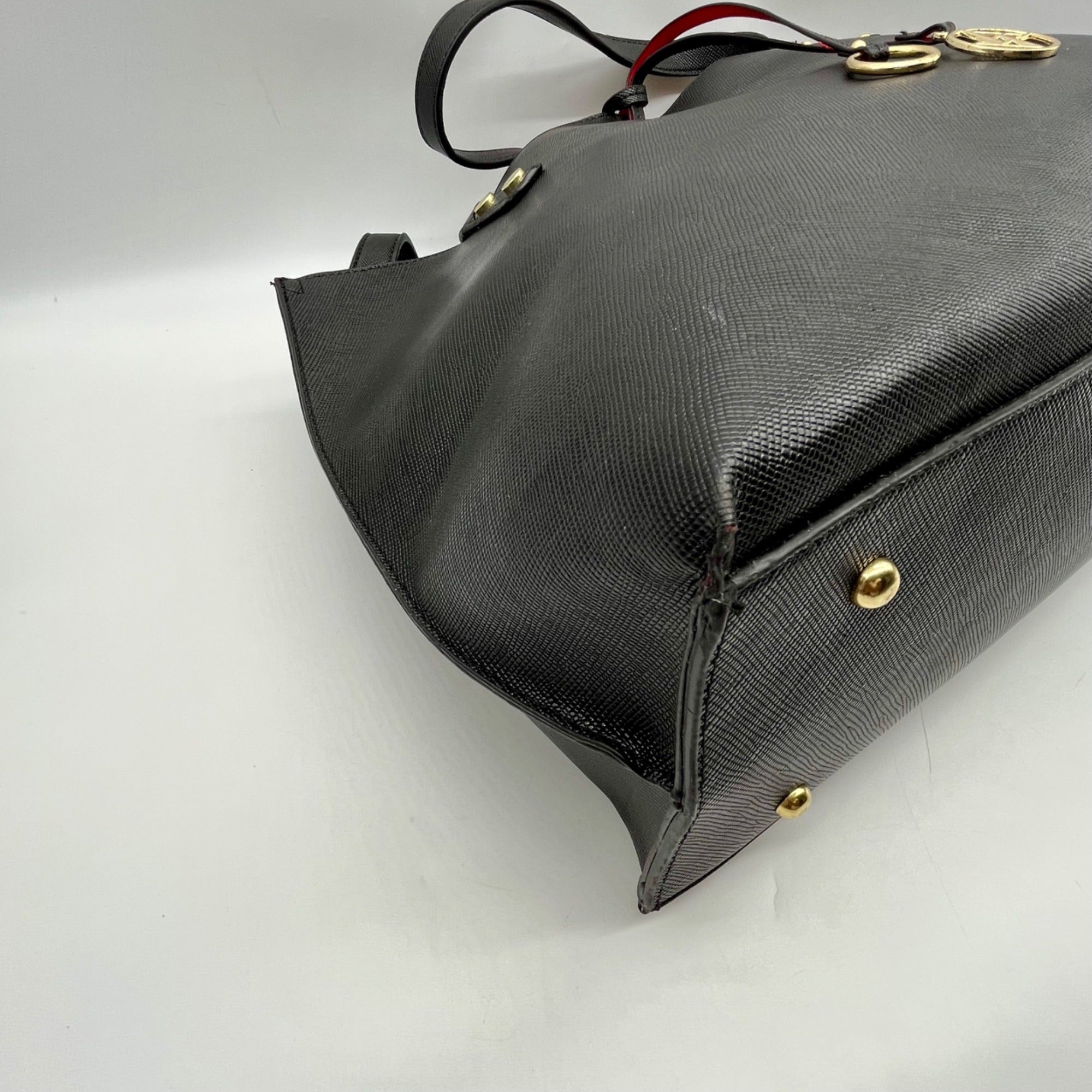 Adrienne Vittadini Black Faux Leather Tote Bag