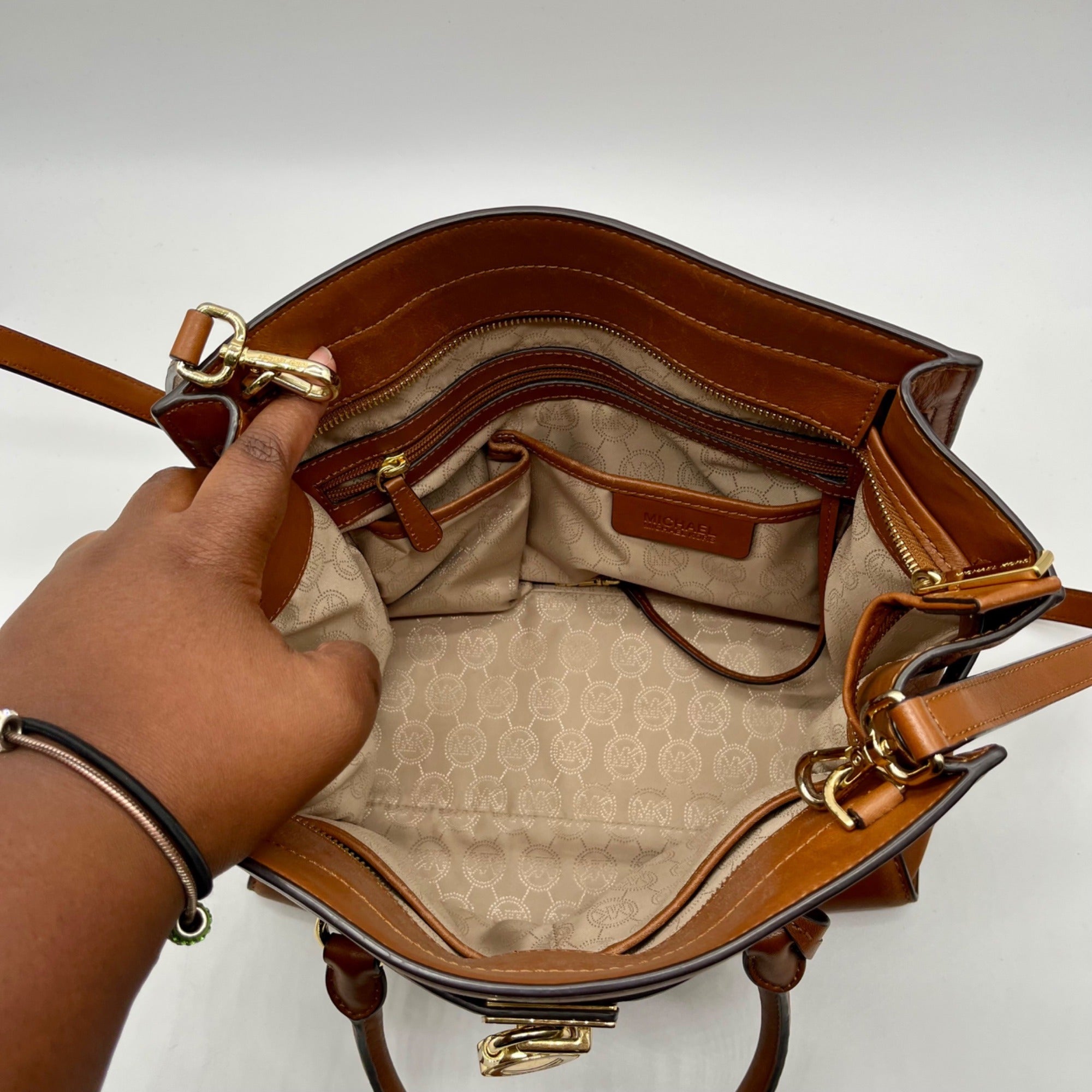 Michael Kors Brown Leather Hamilton Traveler Tote Bag