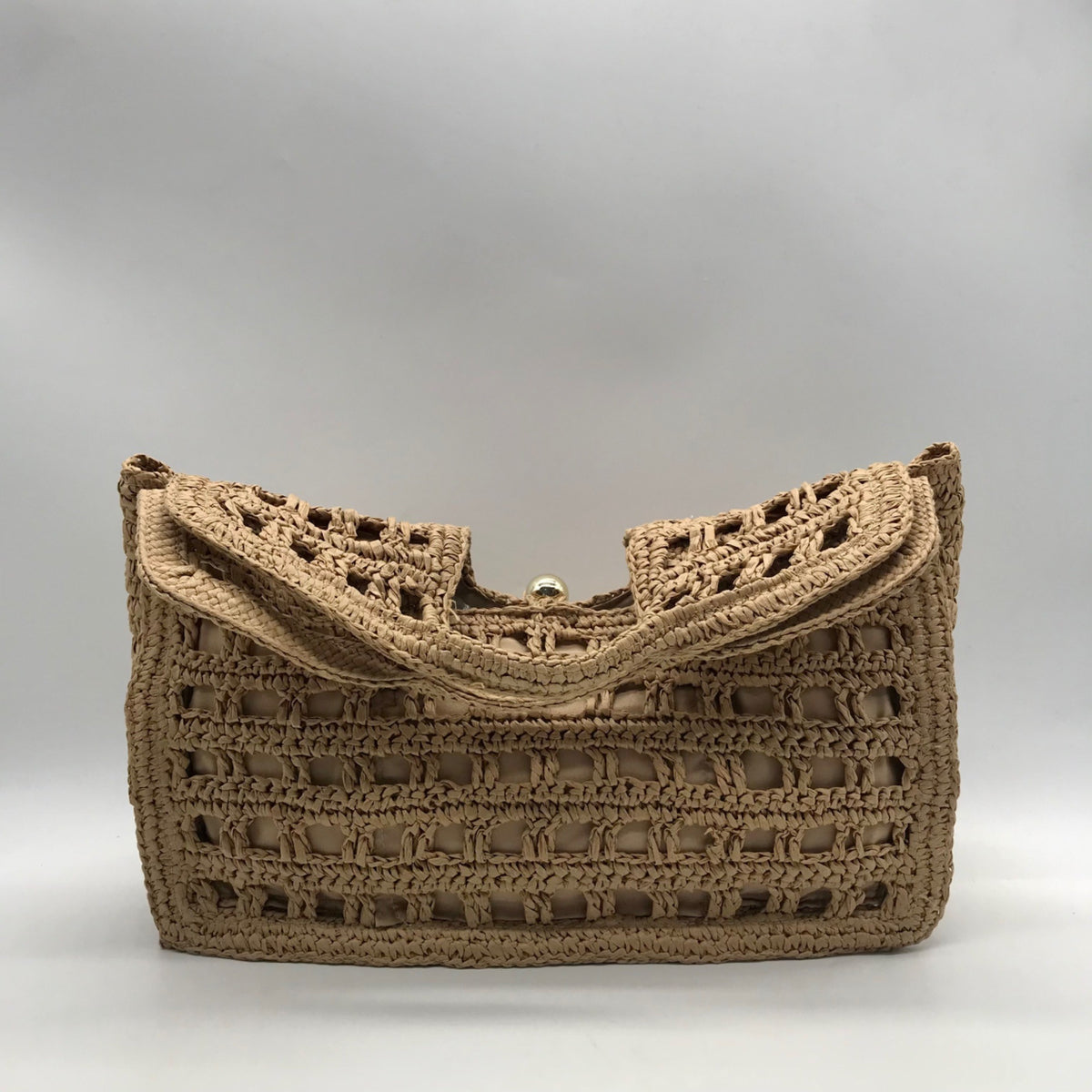 International Concepts Tan Square Raffia Tote Bag