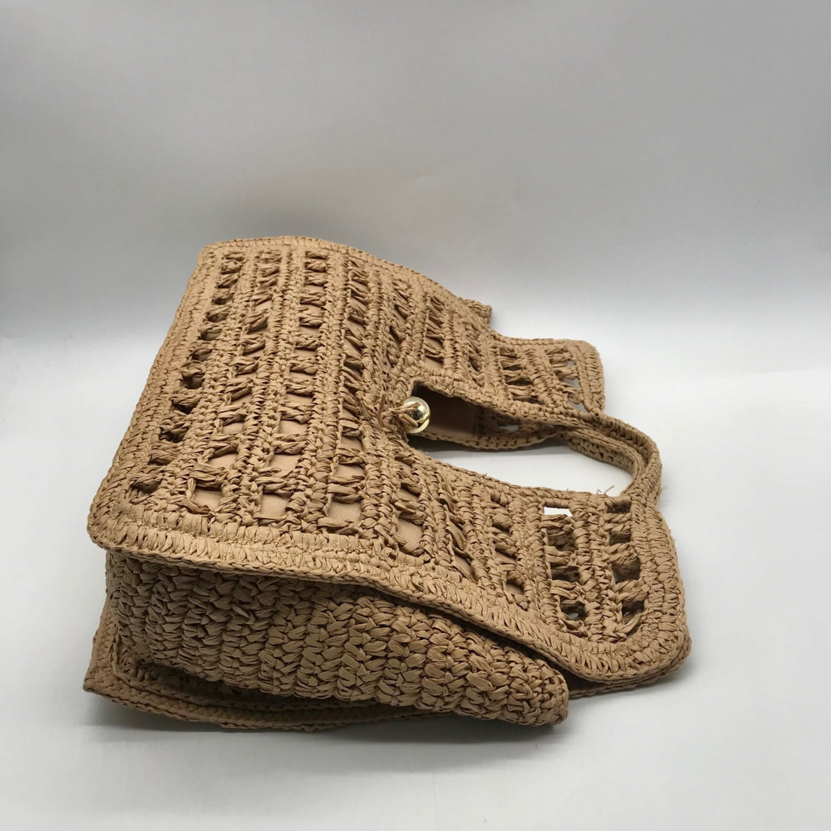 International Concepts Tan Square Raffia Tote Bag