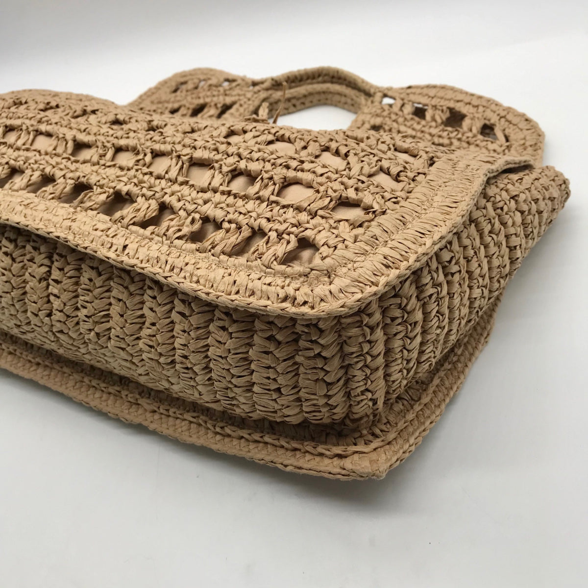 International Concepts Tan Square Raffia Tote Bag