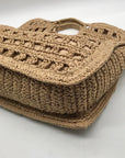 International Concepts Tan Square Raffia Tote Bag