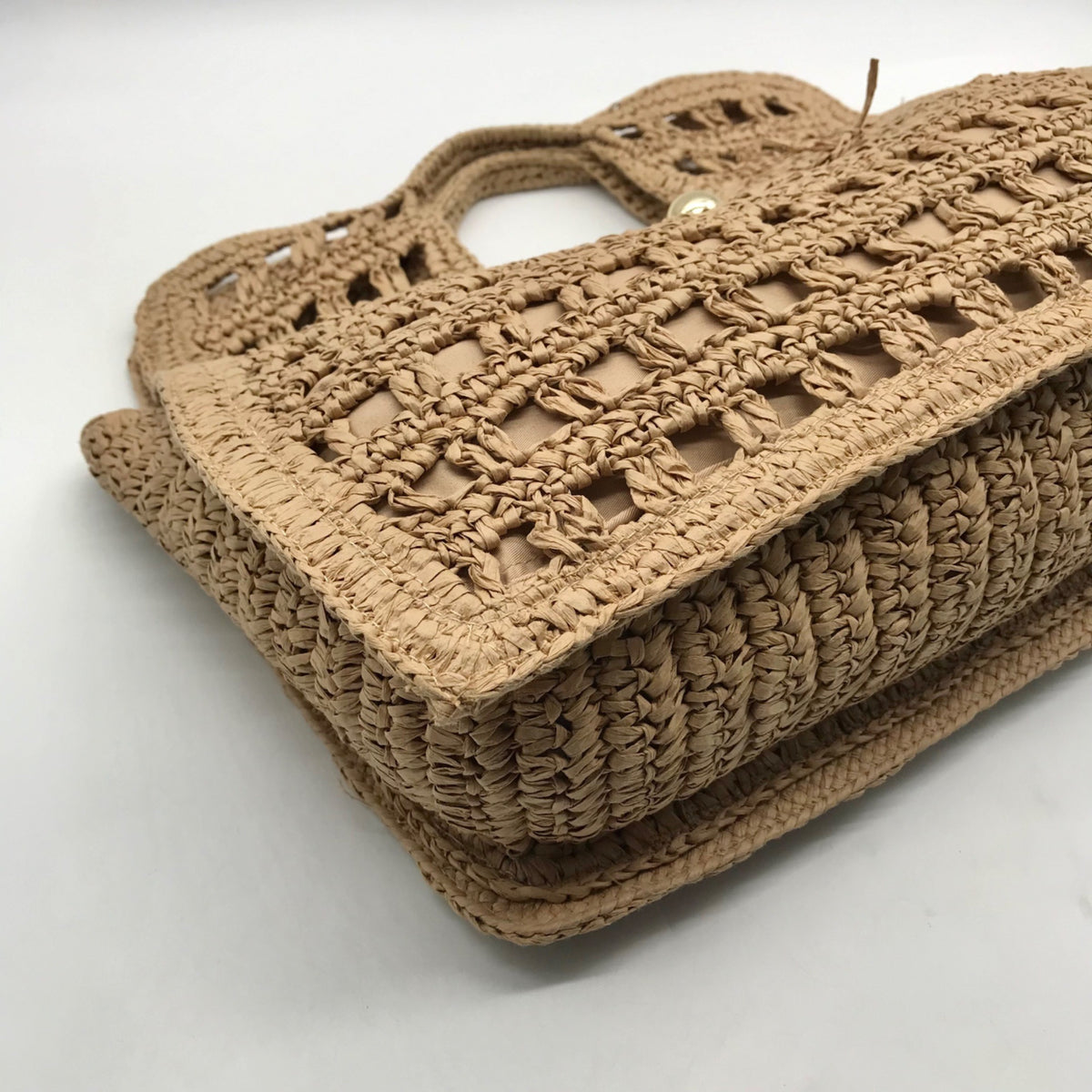 International Concepts Tan Square Raffia Tote Bag