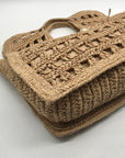 International Concepts Tan Square Raffia Tote Bag