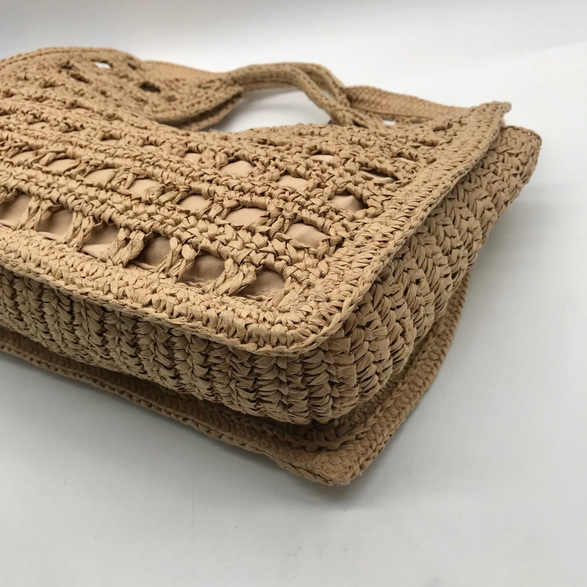 International Concepts Tan Square Raffia Tote Bag