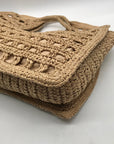 International Concepts Tan Square Raffia Tote Bag