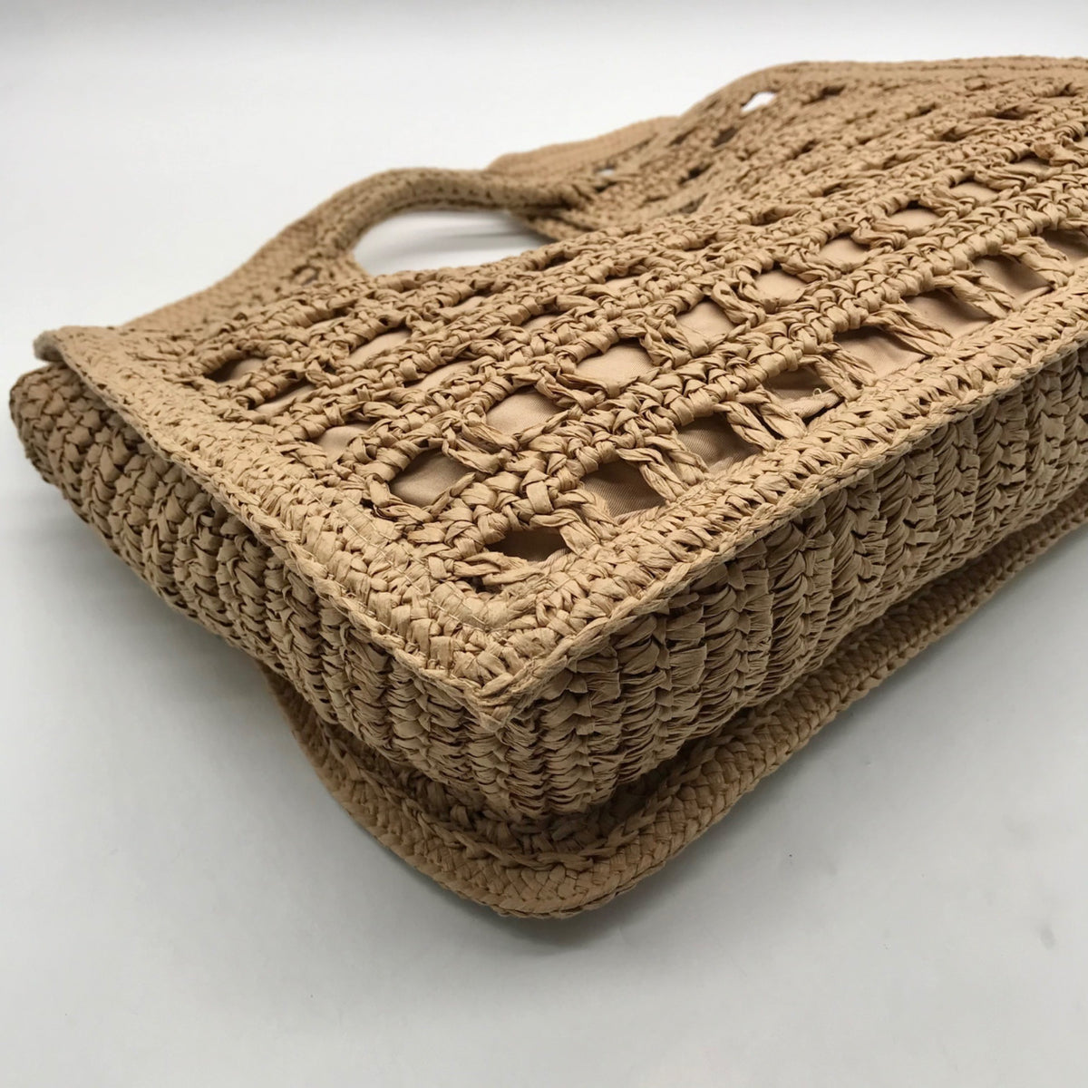 International Concepts Tan Square Raffia Tote Bag