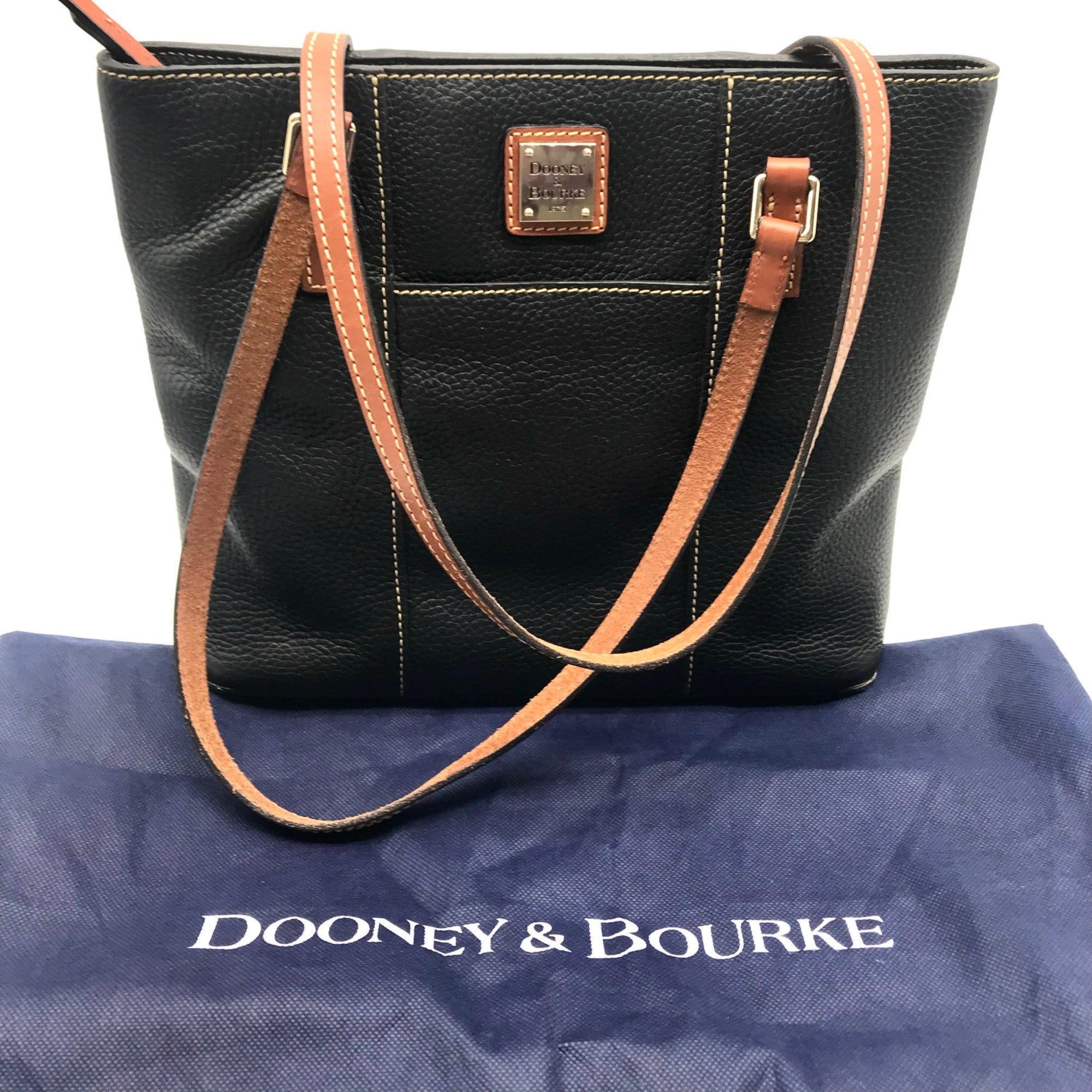 Dooney &amp; Bourke Black Pebbled Leather Small Lexington Tote