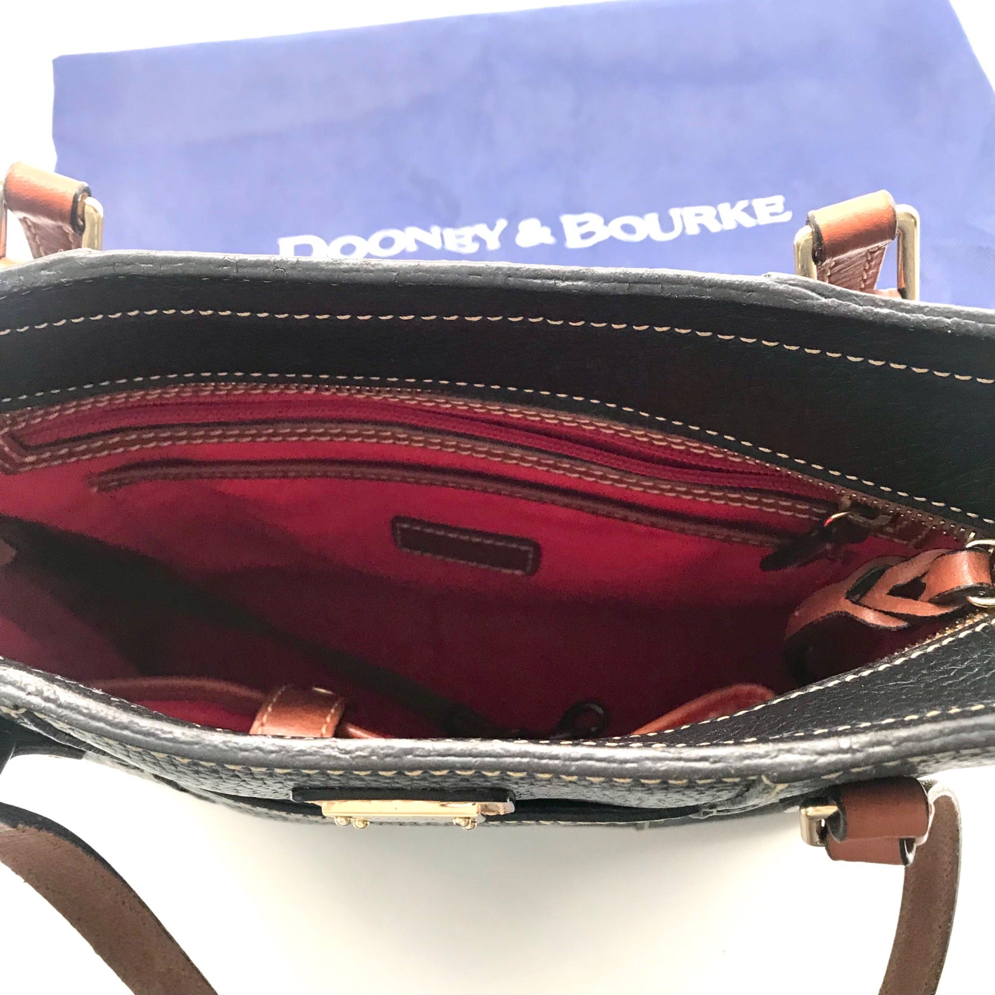 Dooney &amp; Bourke Black Pebbled Leather Small Lexington Tote