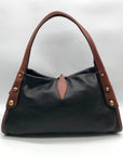 Gironacci Black & Brown Leather Studded Shoulder Bag