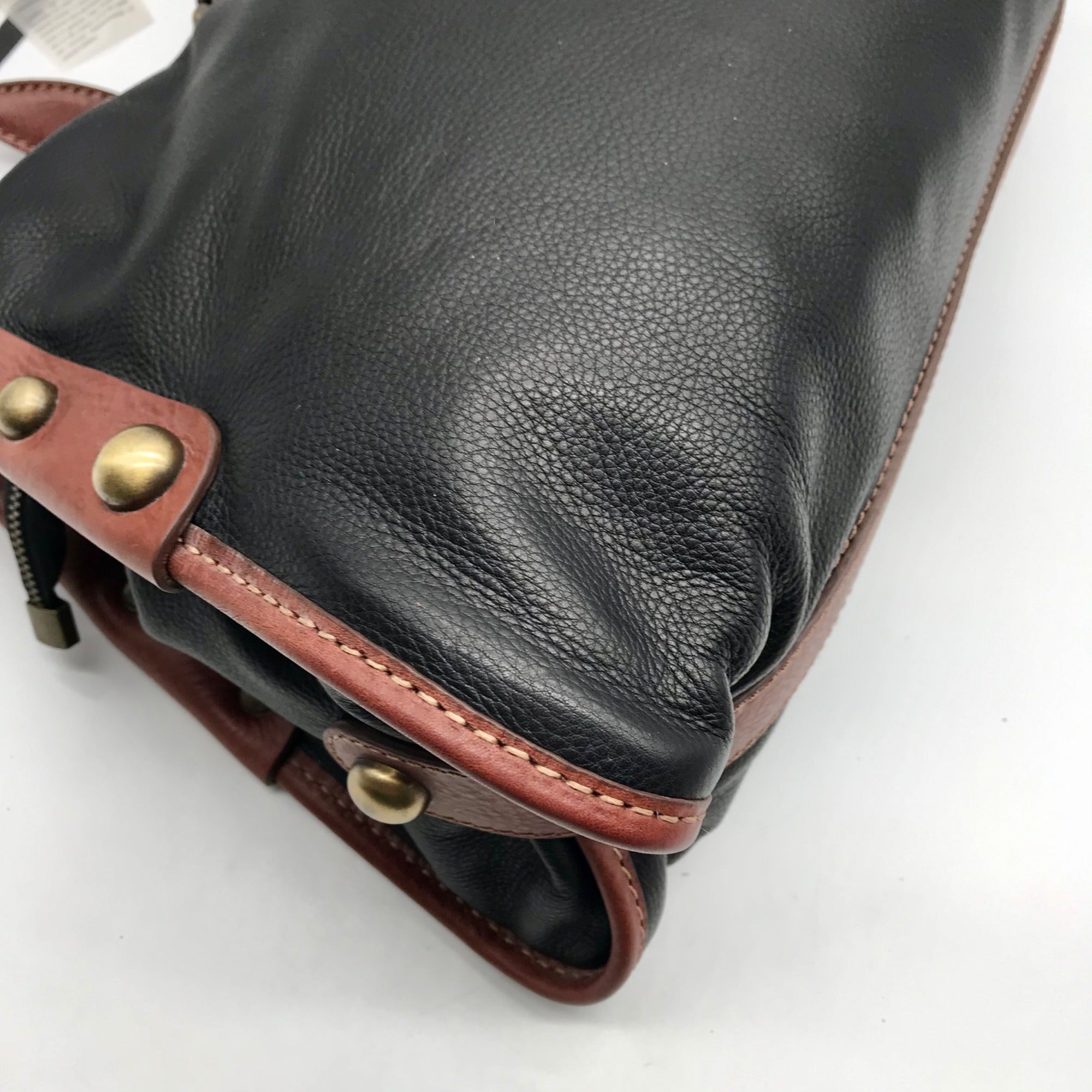 Gironacci Black &amp; Brown Leather Studded Shoulder Bag