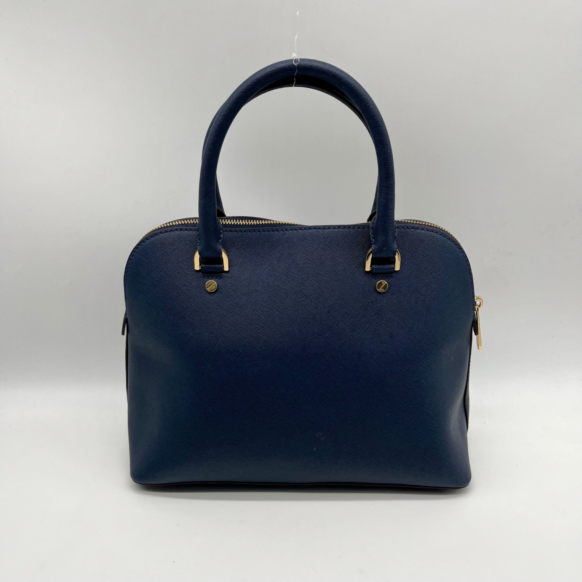 Michael Kors Blue Leather Cindy Large Dome Satchel Bag