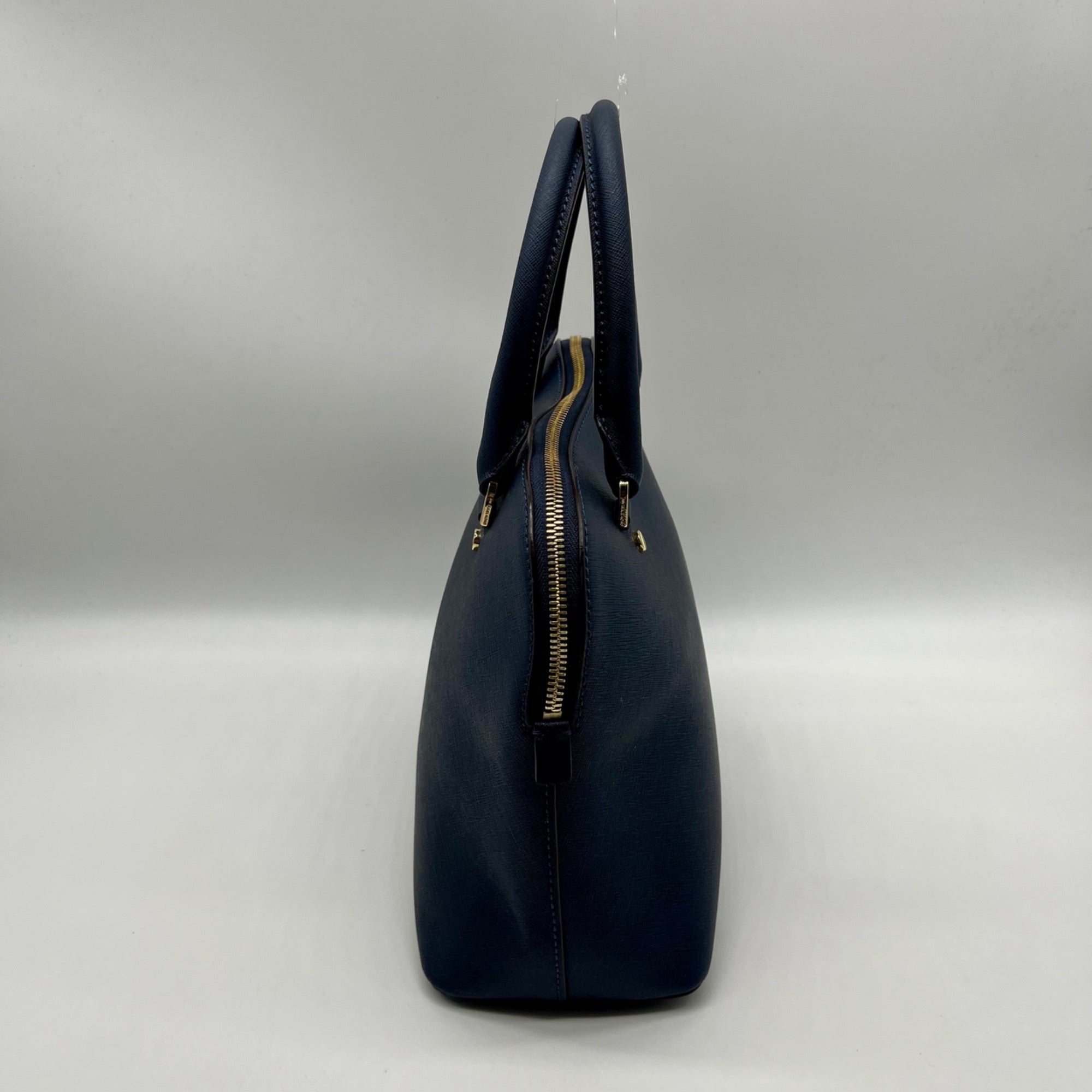 Michael Kors Blue Leather Cindy Large Dome Satchel Bag