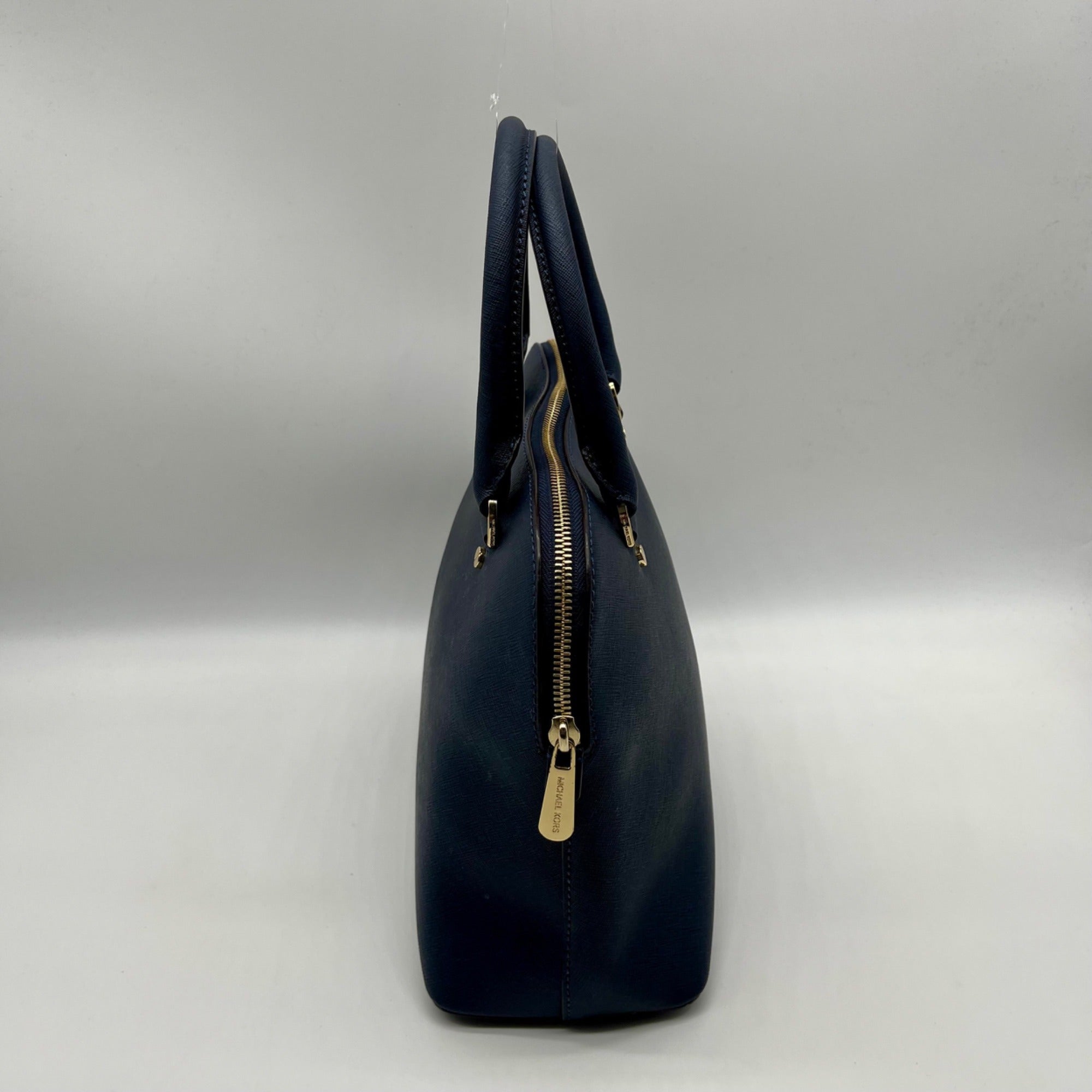 Michael Kors Blue Leather Cindy Large Dome Satchel Bag
