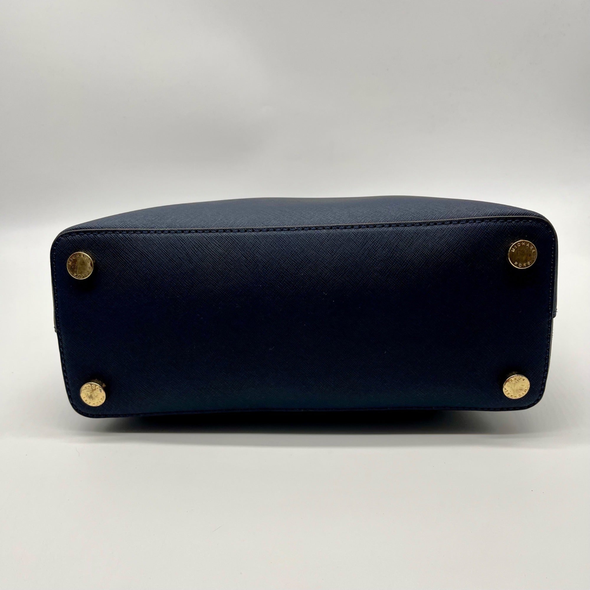 Michael Kors Blue Leather Cindy Large Dome Satchel Bag