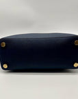 Michael Kors Blue Leather Cindy Large Dome Satchel Bag