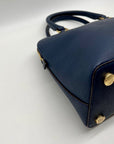Michael Kors Blue Leather Cindy Large Dome Satchel Bag