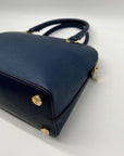 Michael Kors Blue Leather Cindy Large Dome Satchel Bag