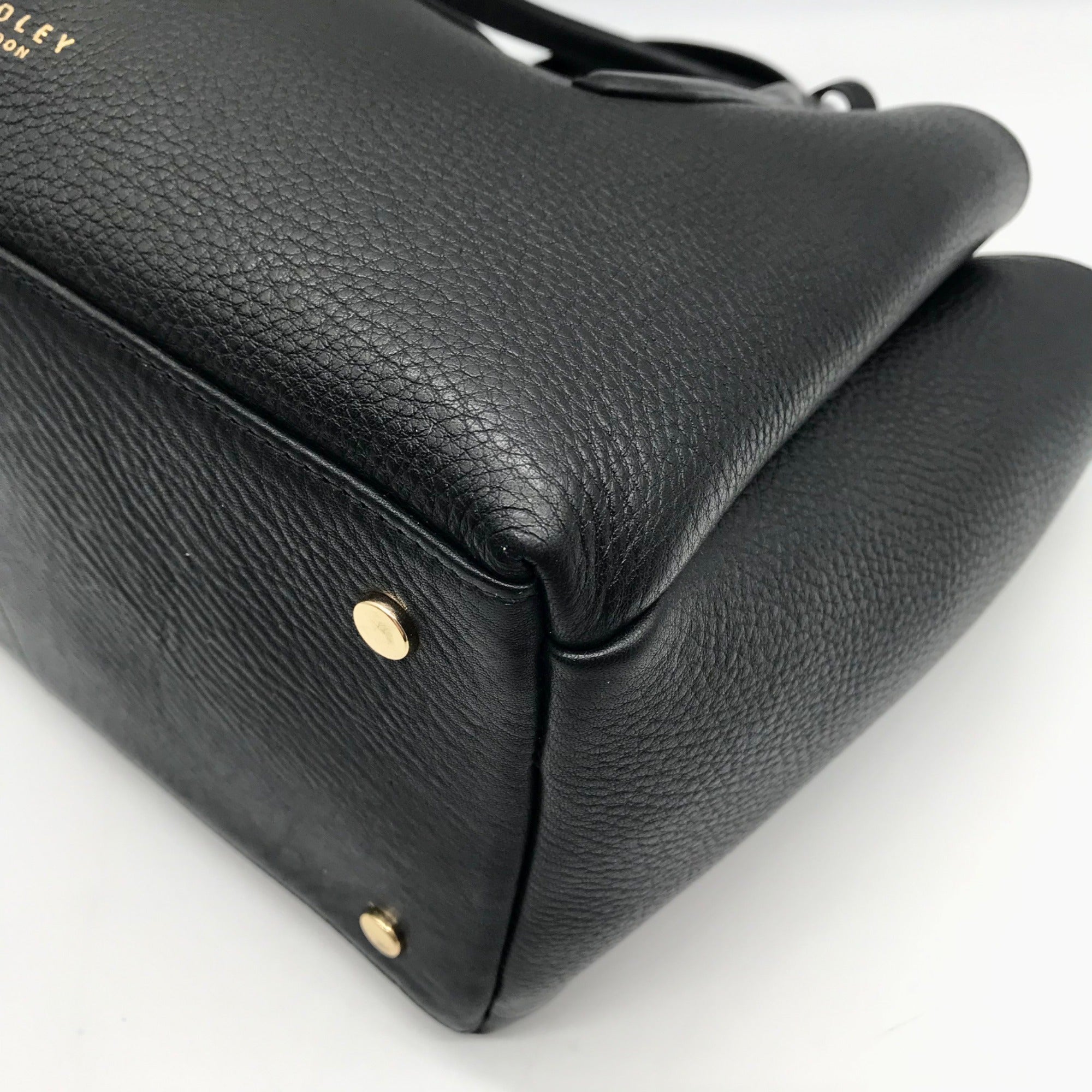 Radley London Black Pebbled Leather Medium Hillgate Place Grab Satchel Bag