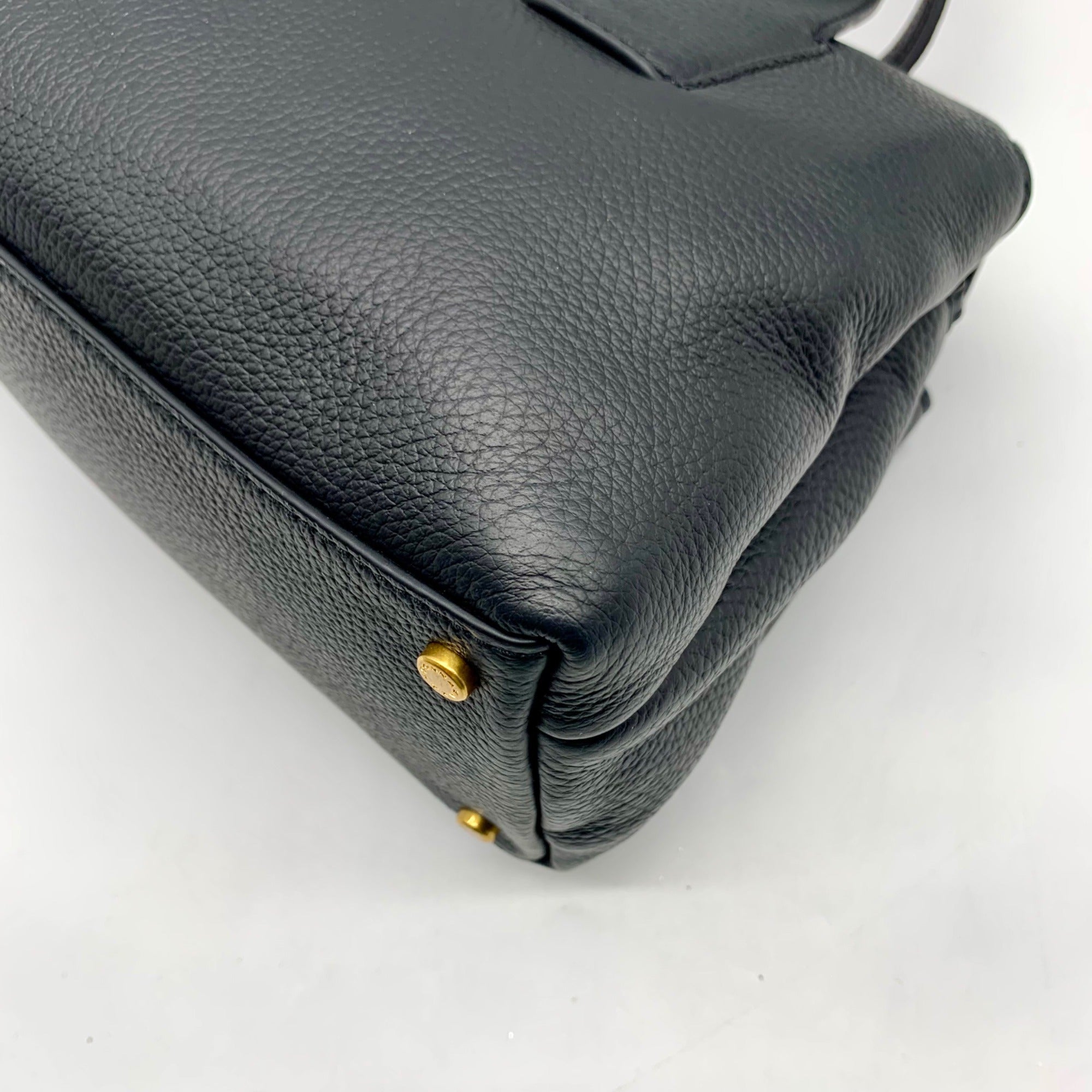 Donna Karan Black Pebbled Leather Amagansett Convertible Satchel Bag