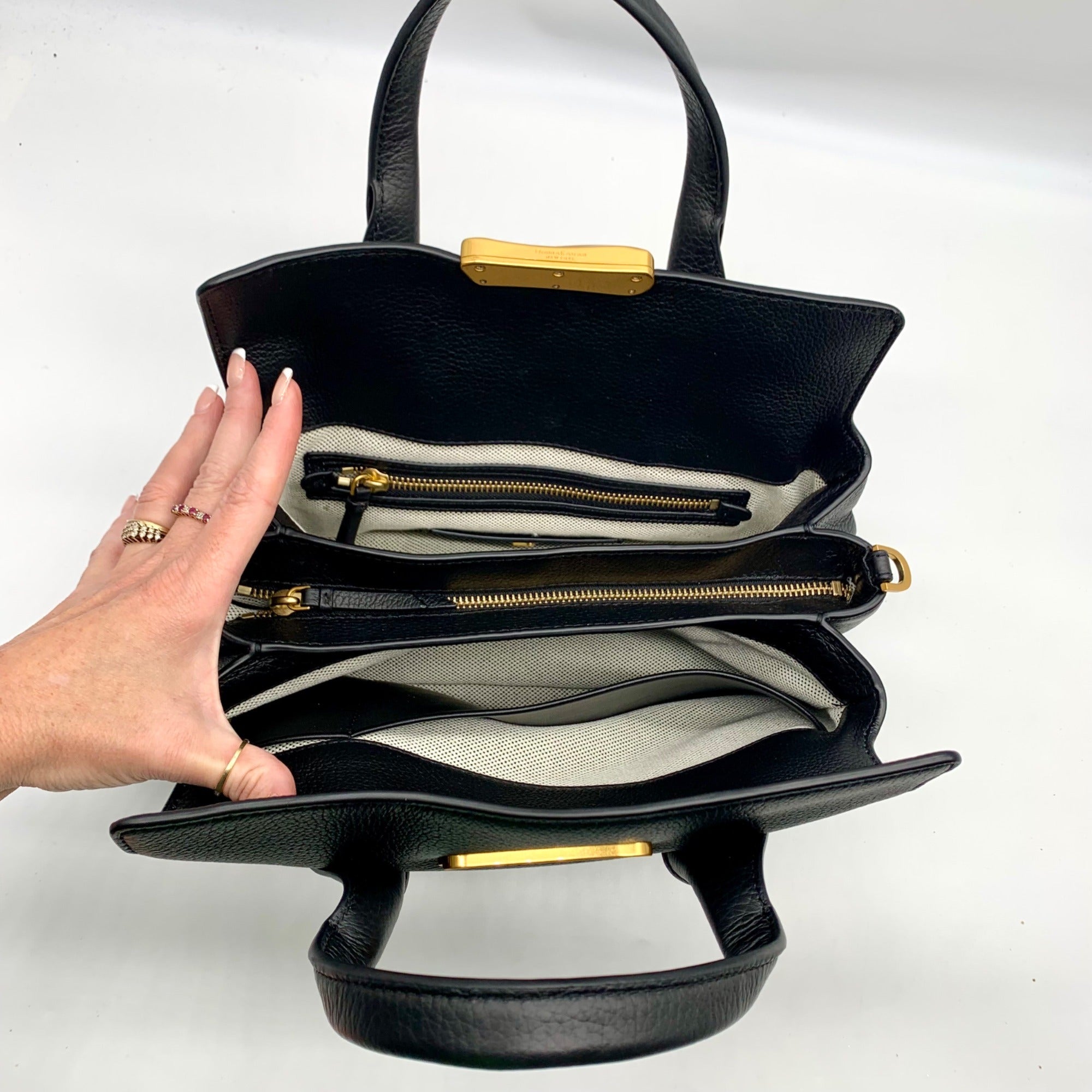 Donna Karan Black Pebbled Leather Amagansett Convertible Satchel Bag