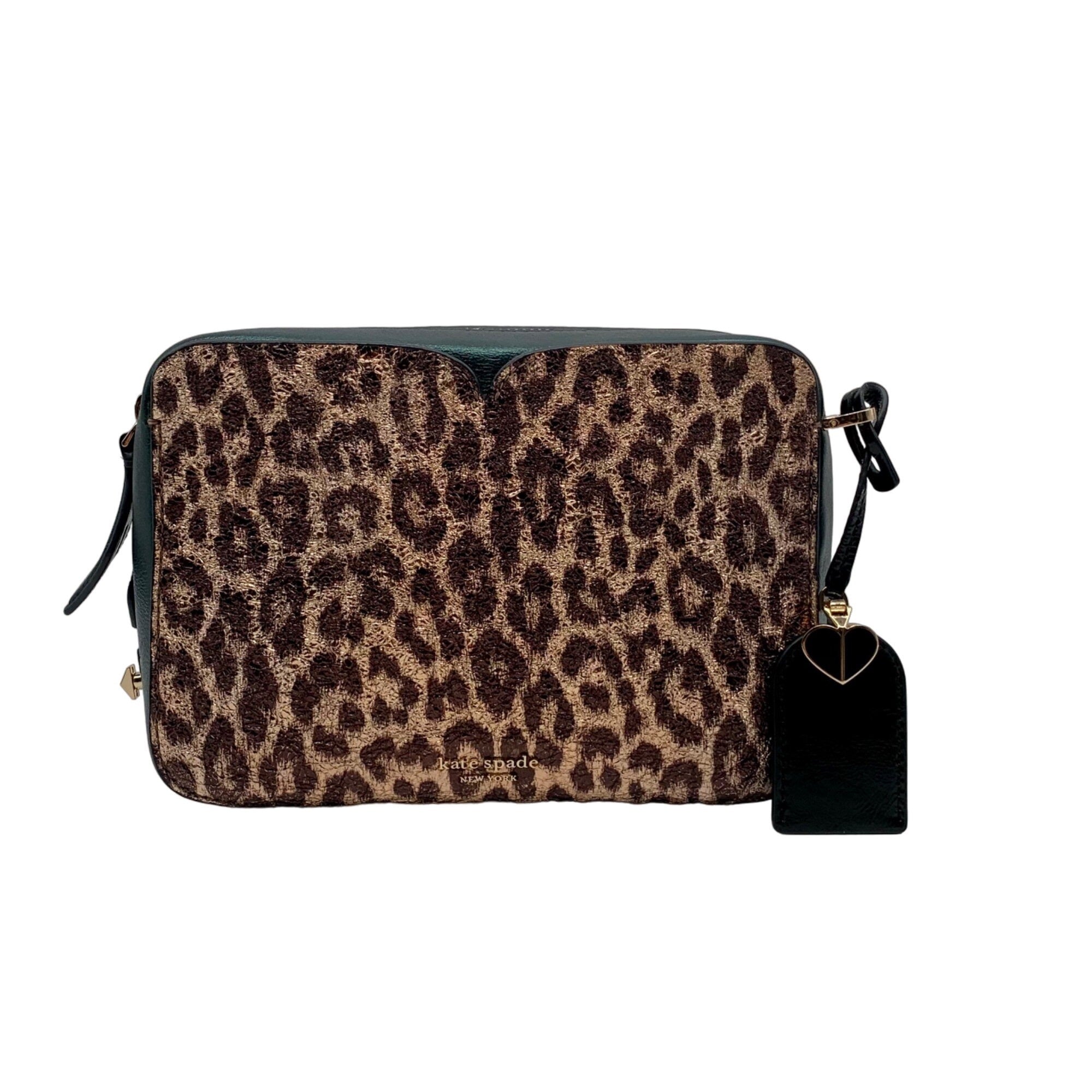 Kate Spade Candid Metallic Leopard Italian Leather Medium Camera Bag