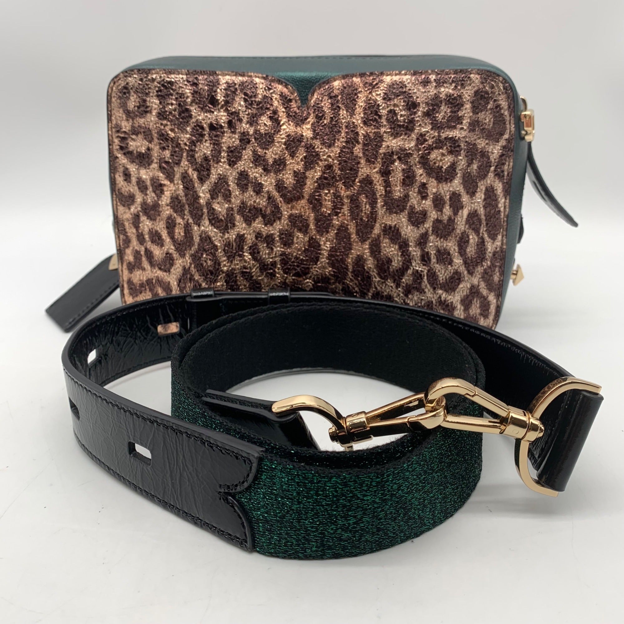 Kate Spade Candid Metallic Leopard Italian Leather Medium Camera Bag