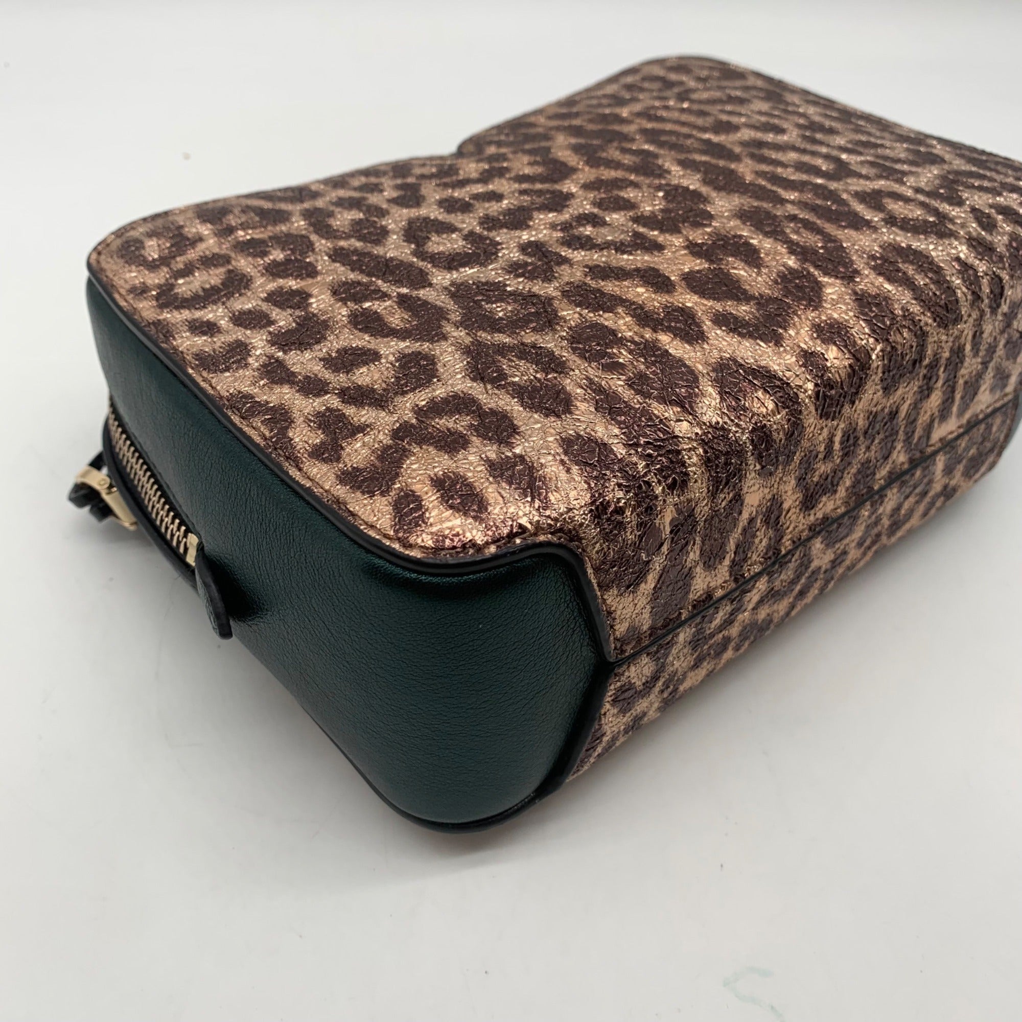 Kate Spade Candid Metallic Leopard Italian Leather Medium Camera Bag