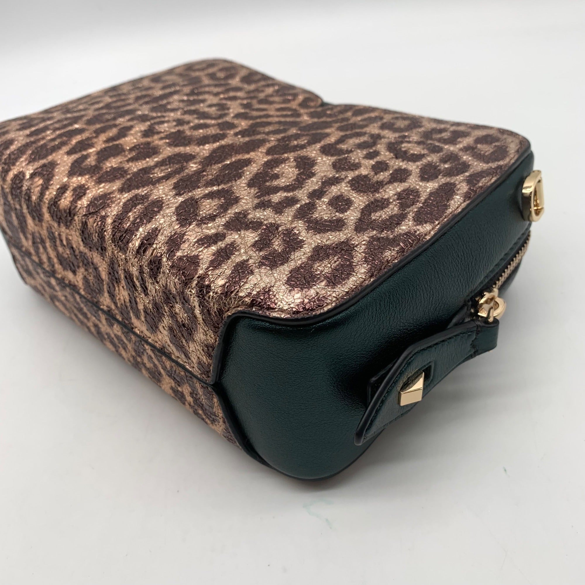 Kate Spade Candid Metallic Leopard Italian Leather Medium Camera Bag