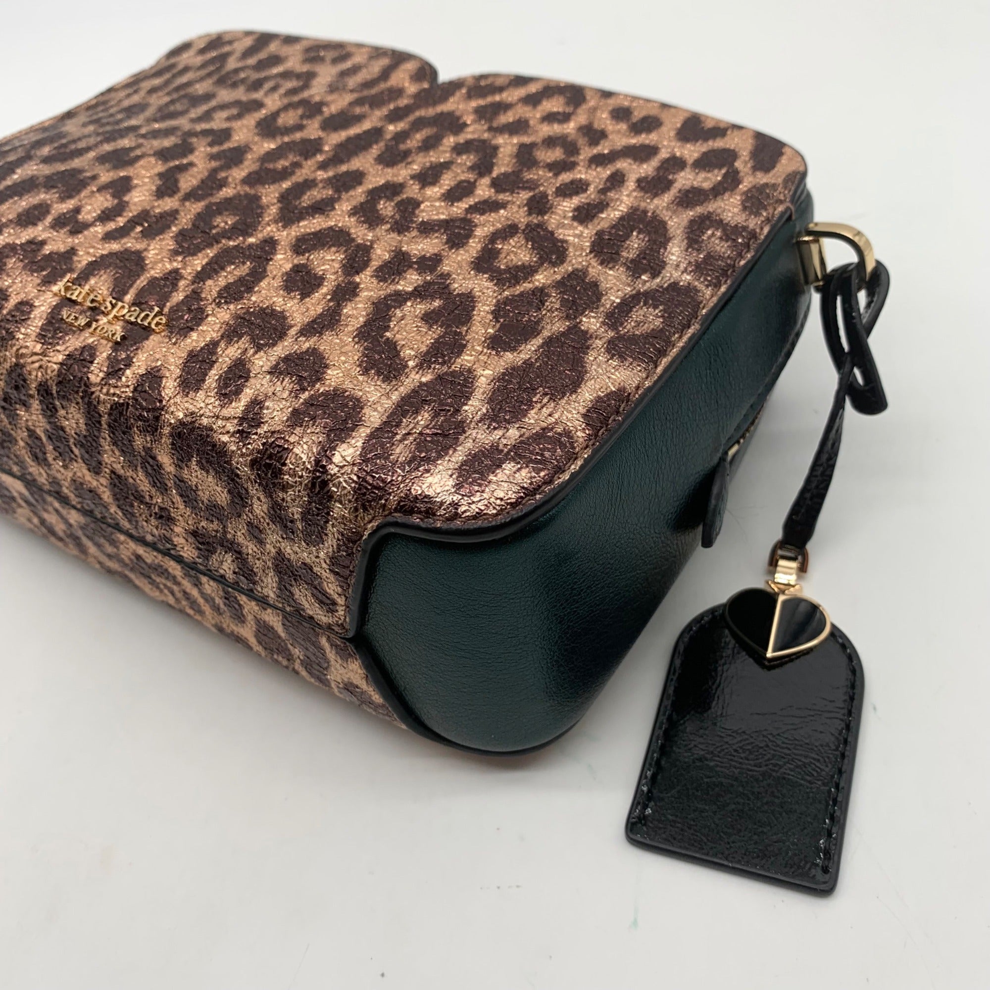 Kate Spade Candid Metallic Leopard Italian Leather Medium Camera Bag