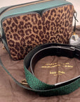 Kate Spade Candid Metallic Leopard Italian Leather Medium Camera Bag