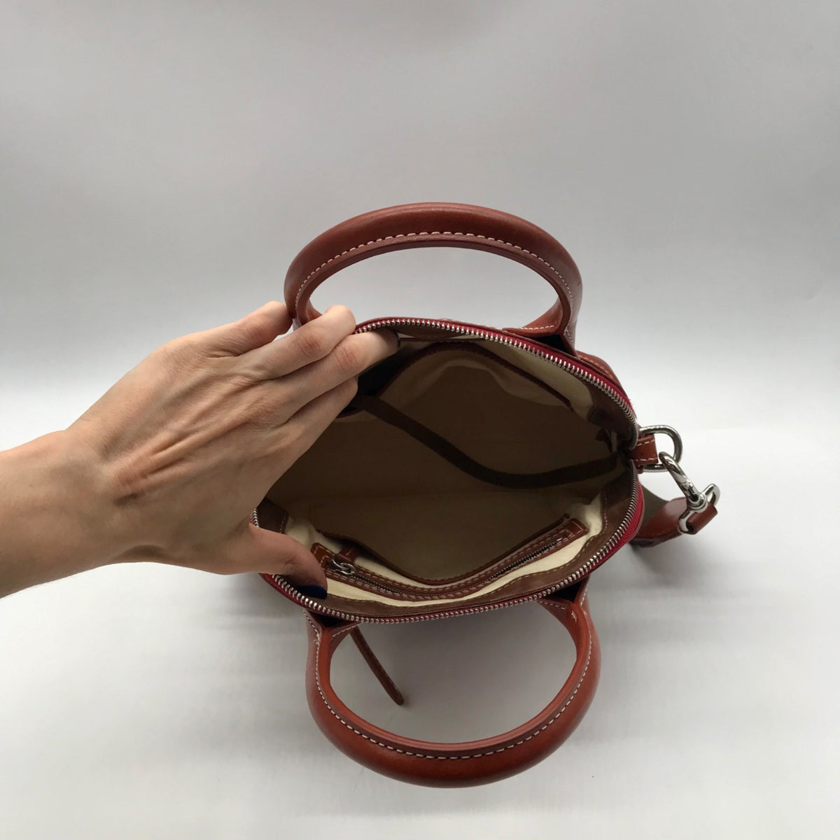Dooney &amp; Bourke Brown Leather Florentine Domed Satchel Bag