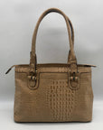 Etienne Aigner Vintage Tan Croc-Embossed Leather Satchel