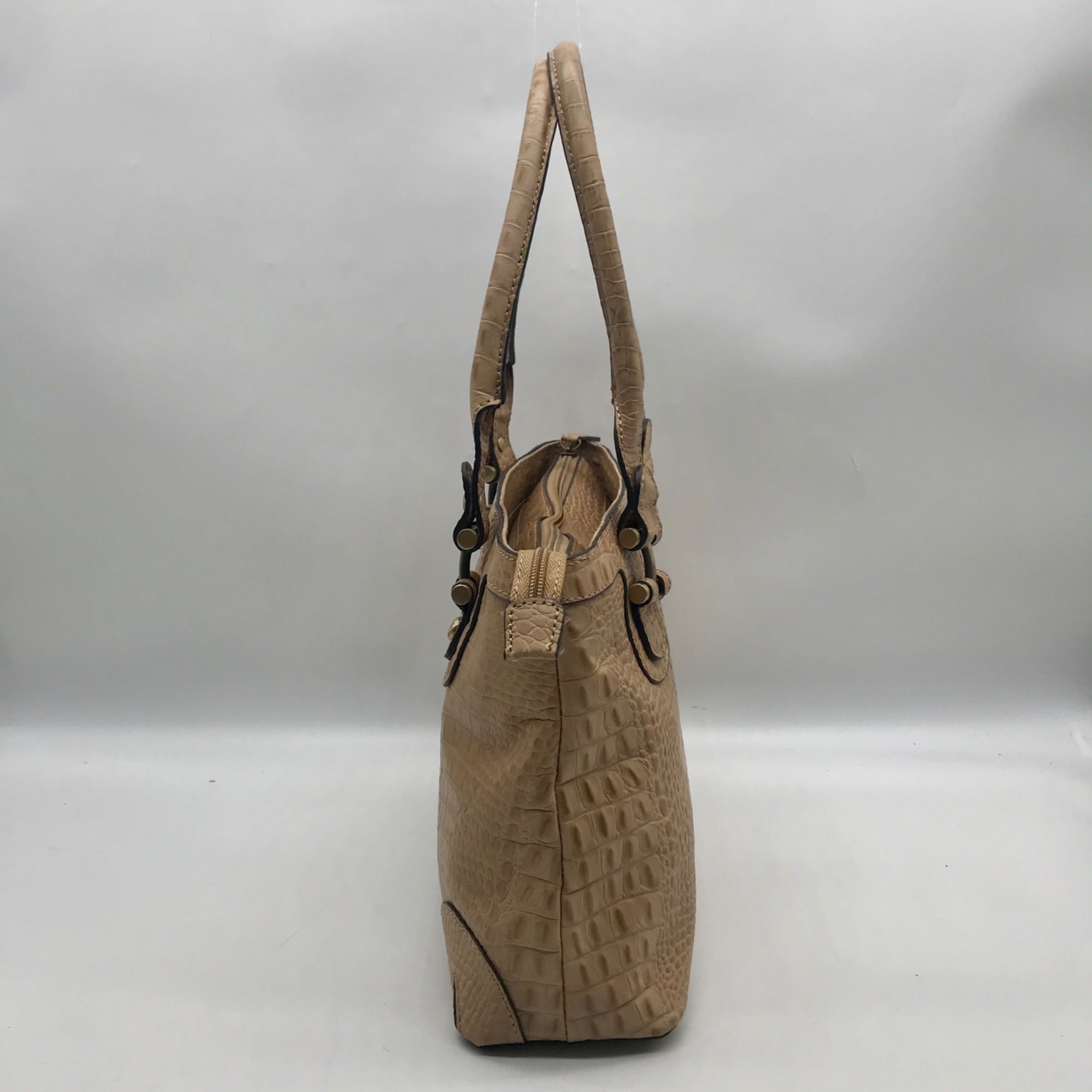 Etienne Aigner Vintage Tan Croc-Embossed Leather Satchel