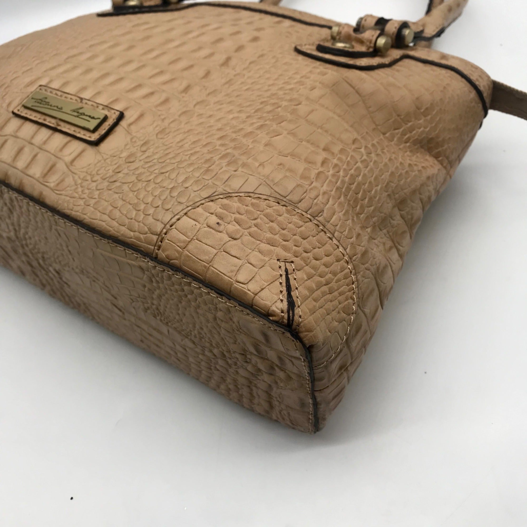 Etienne Aigner Vintage Tan Croc-Embossed Leather Satchel