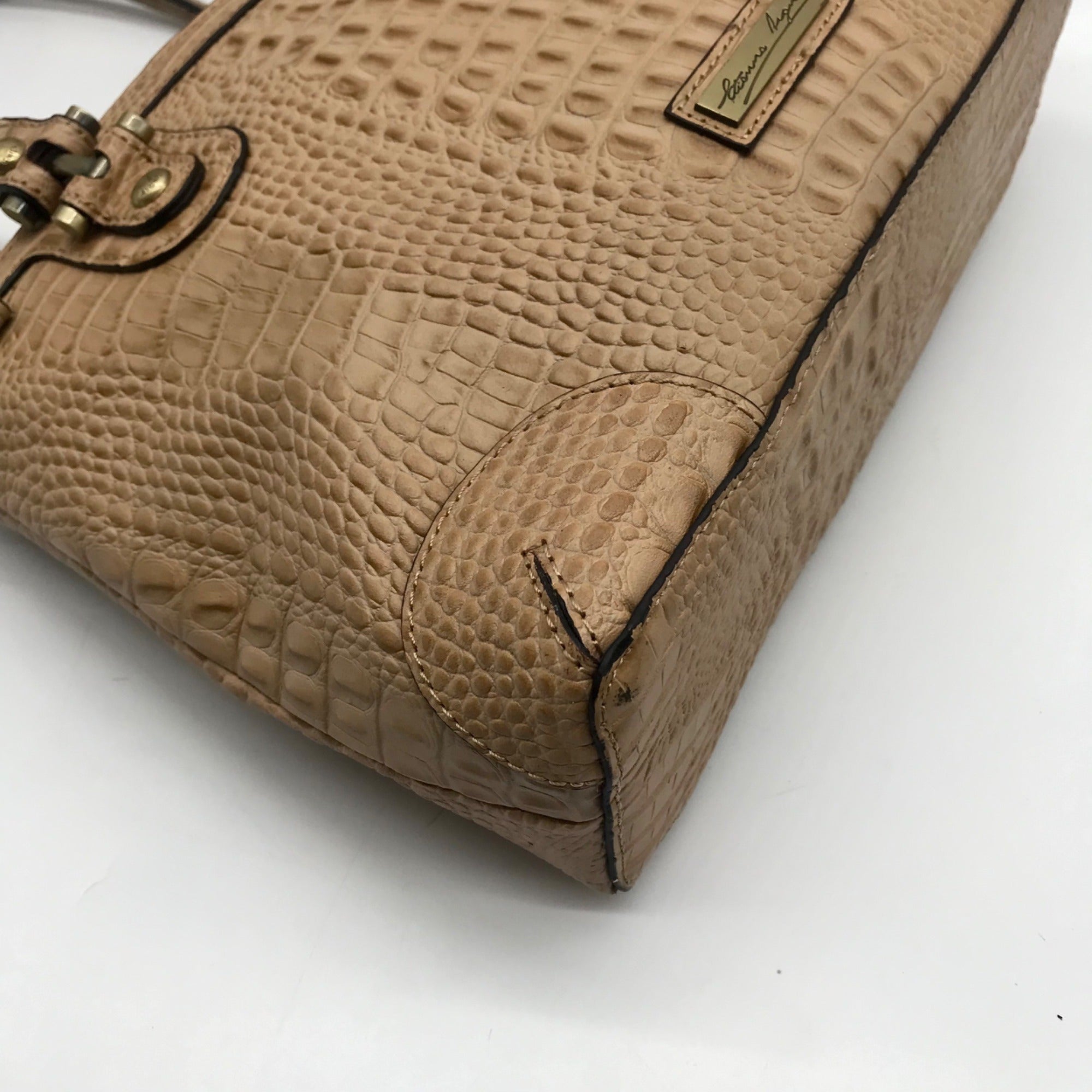 Etienne Aigner Vintage Tan Croc-Embossed Leather Satchel