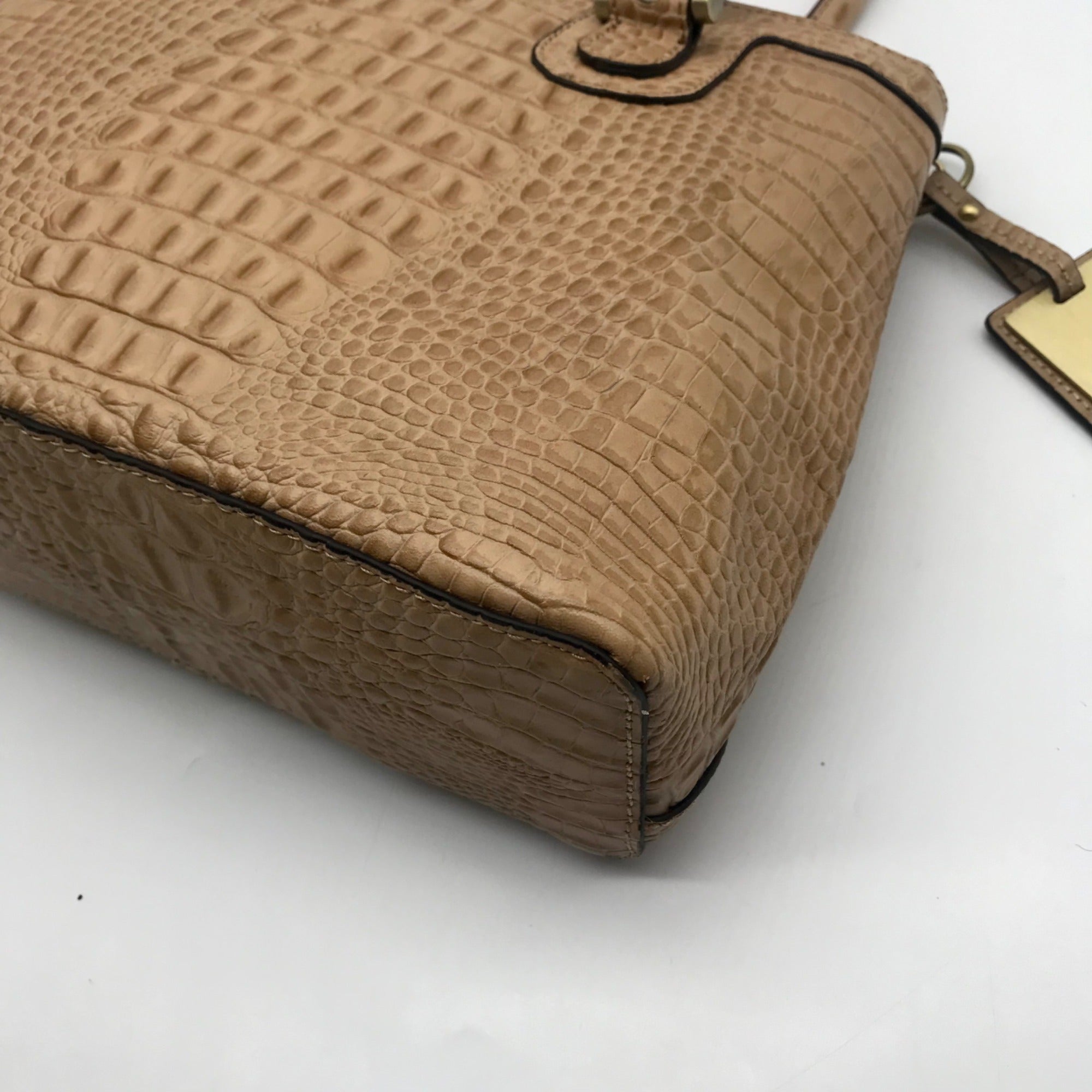 Etienne Aigner Vintage Tan Croc-Embossed Leather Satchel
