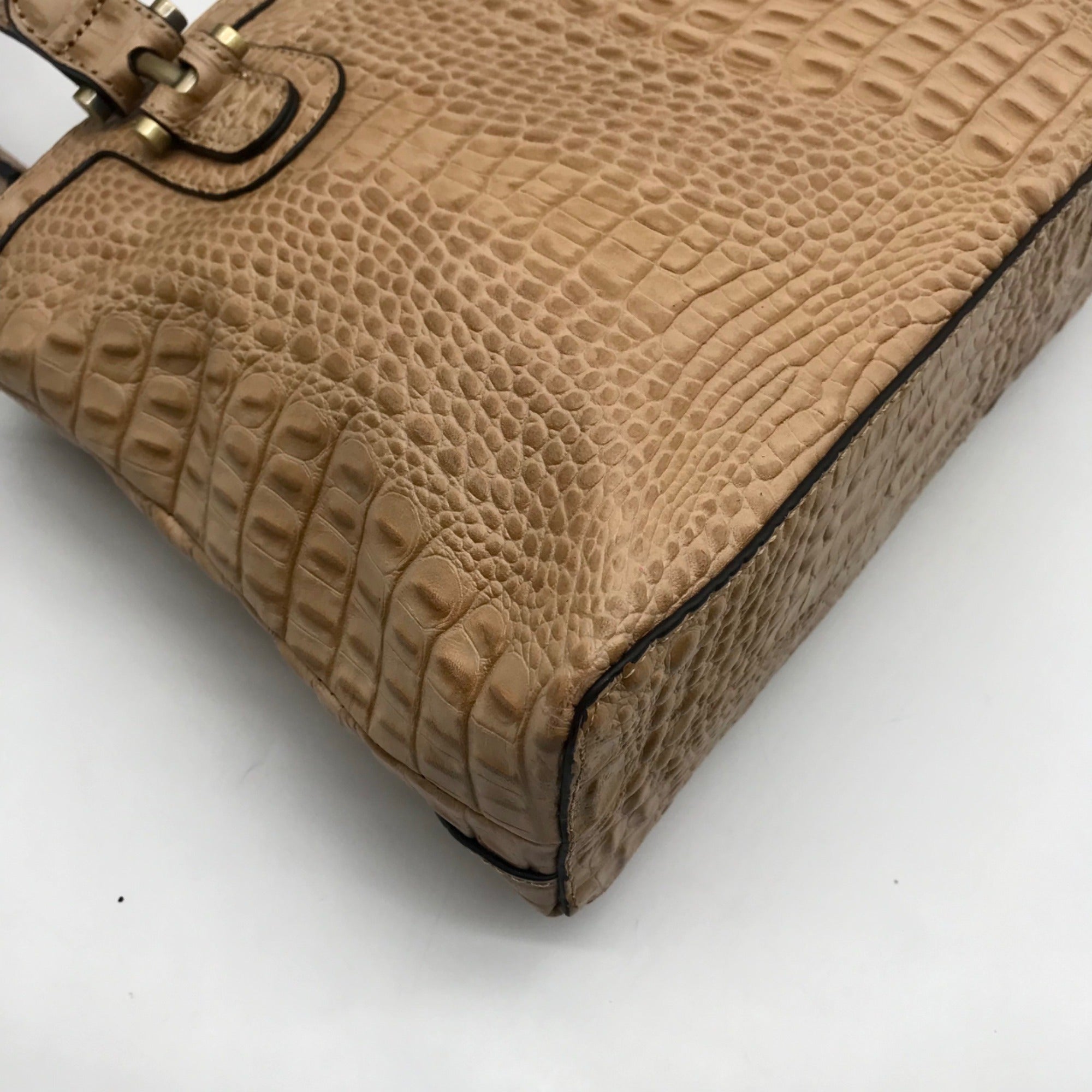 Etienne Aigner Vintage Tan Croc-Embossed Leather Satchel