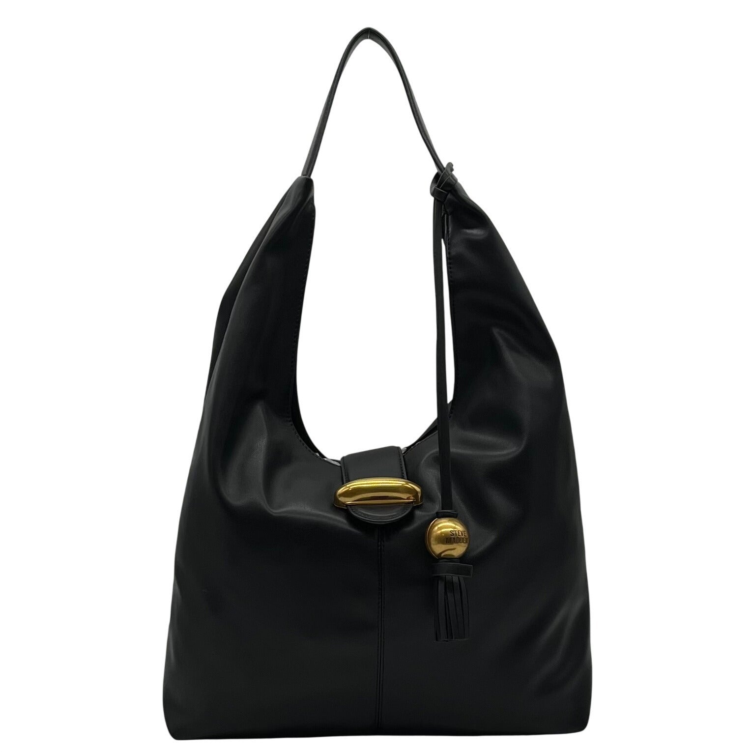Steve Madden Black Faux Leather Bbronwyn Large Hobo Bag 
